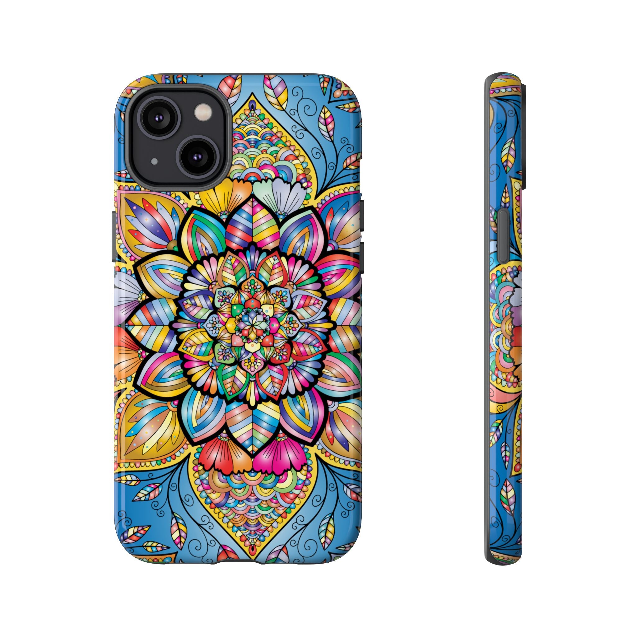 Vibrant Floral Phone Case, Tough Phone Cover, Colorful Mobile Accessory, Artistic Gift, Mandala Design, Everyday Use