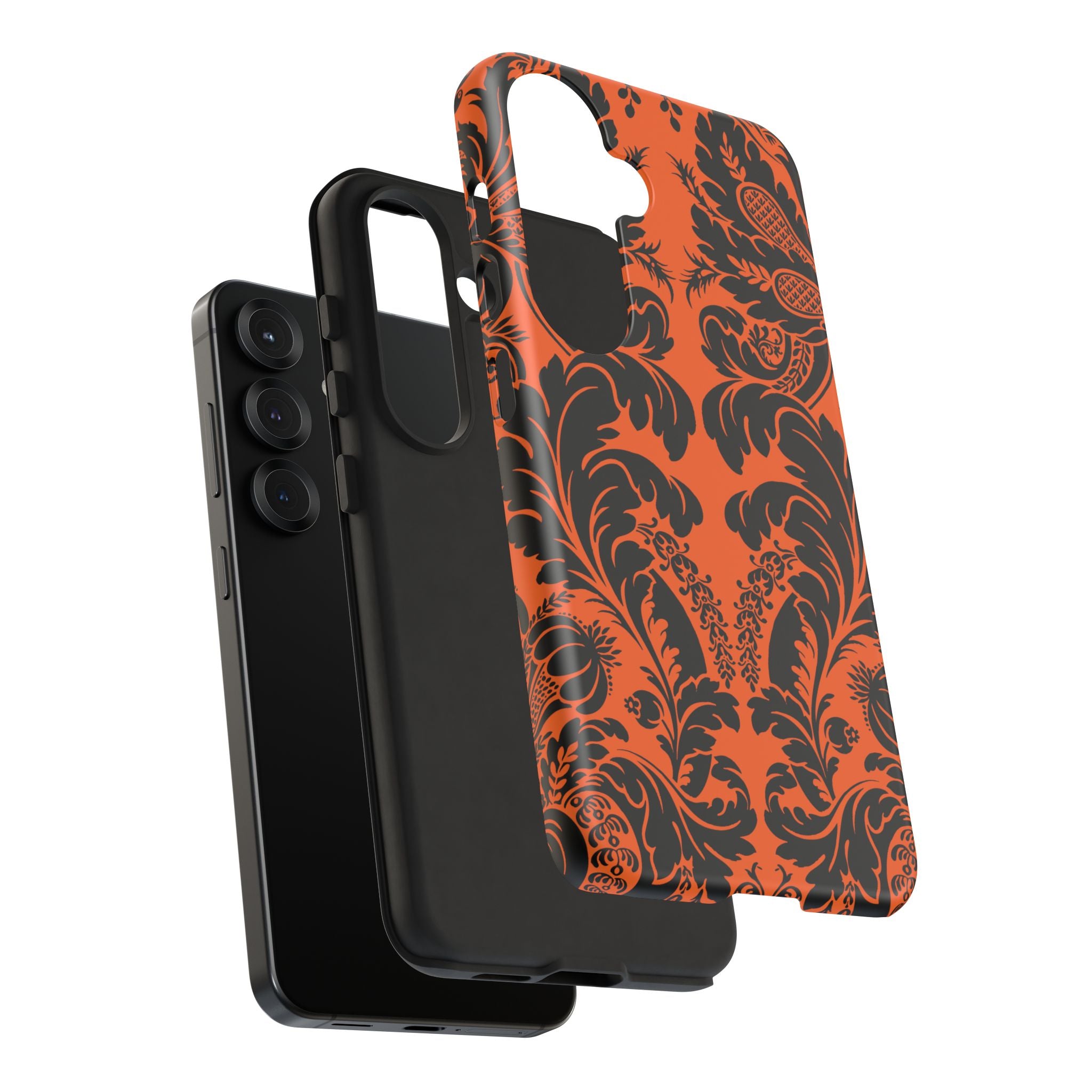 Elegant Phone Case with Orange Floral Design | Tough Cases, Smartphone Cover, Gift for Her, Floral Patterns, Stylish Accessories