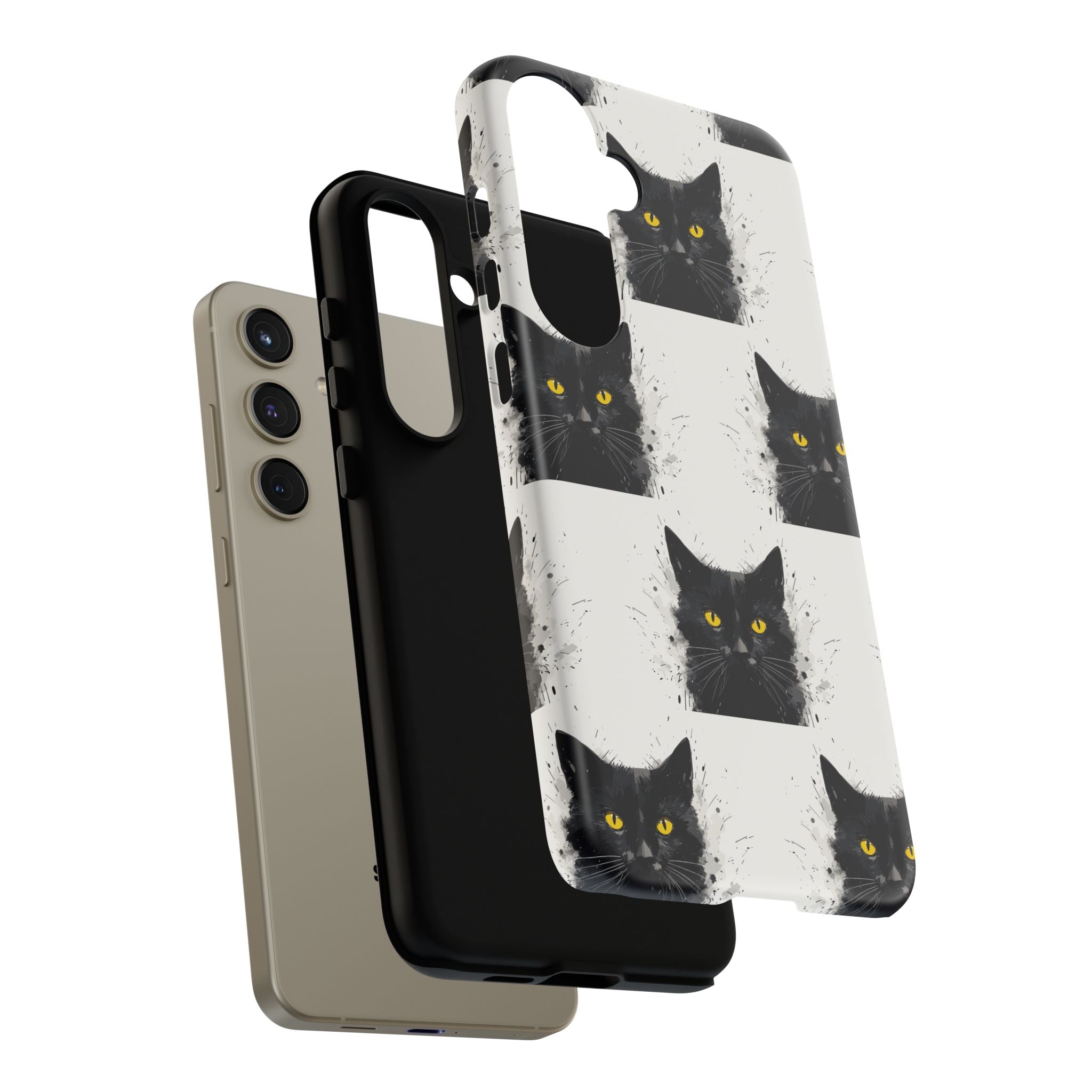 Black Cat Phone Case, Tough Cases, Cat Lover Gift, Unique Design, Halloween, Animal Accessories, Custom Phone Cover