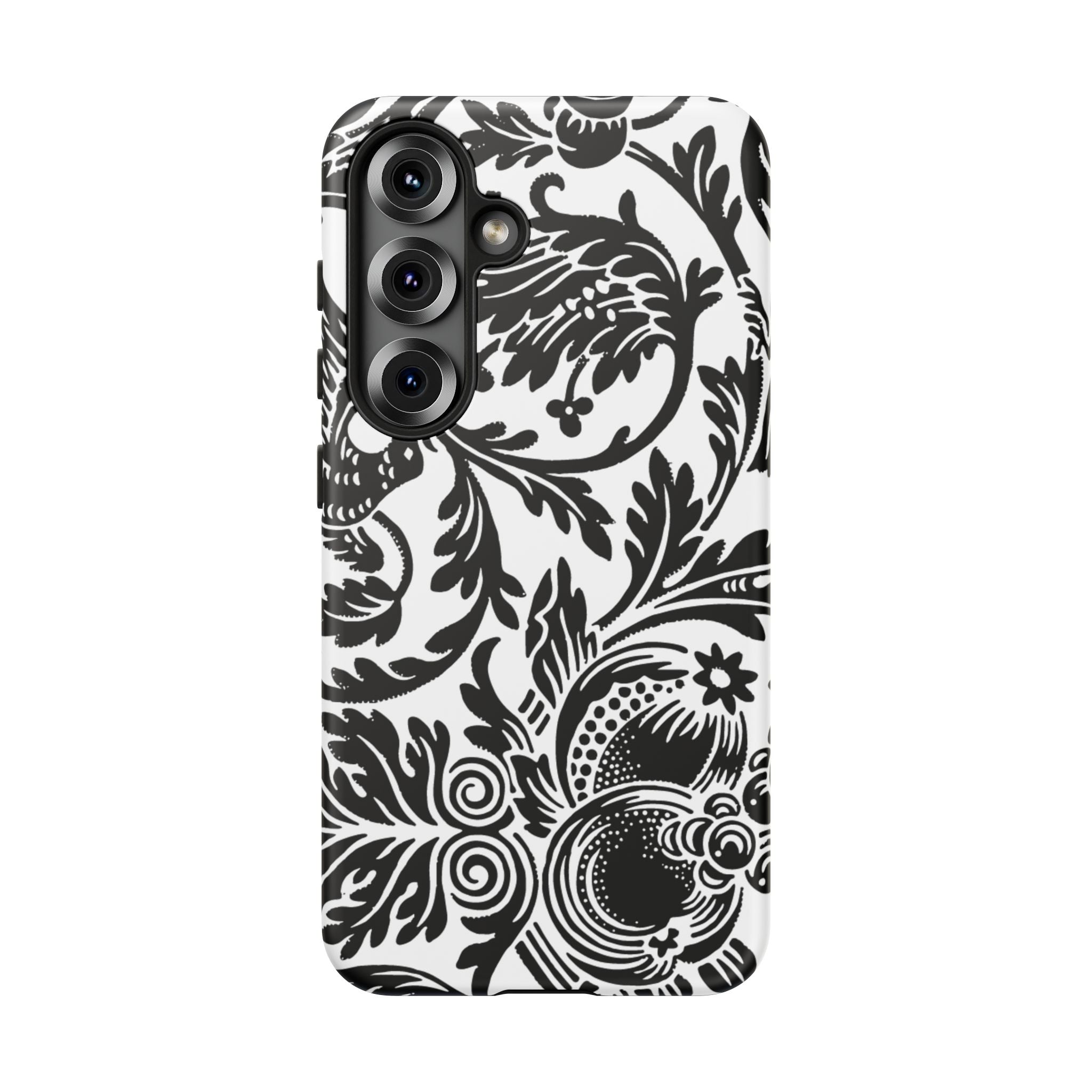 Elegant Black Floral Phone Case, Tough Cases, Stylish Phone Protection, Gift for Her, Floral Design, Trendy Accessories