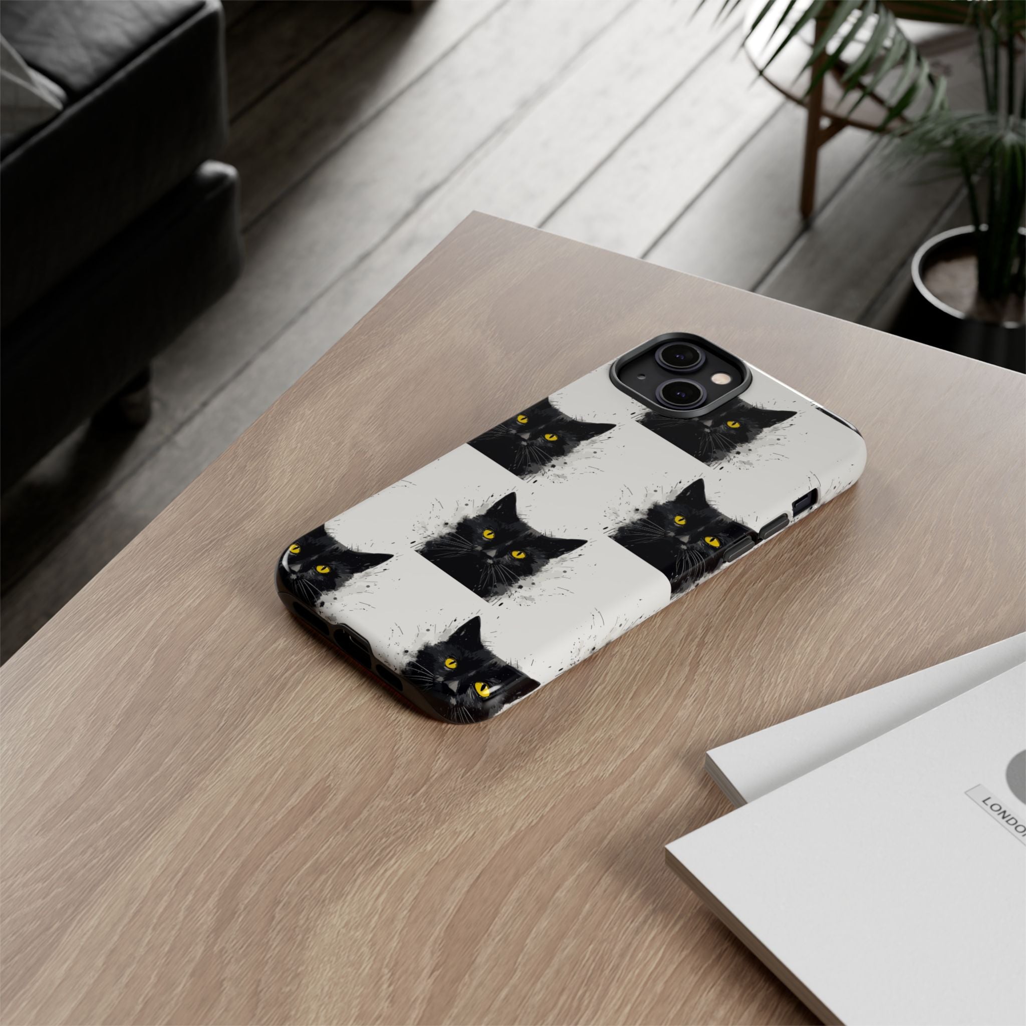 Black Cat Phone Case, Tough Cases, Cat Lover Gift, Unique Design, Halloween, Animal Accessories, Custom Phone Cover