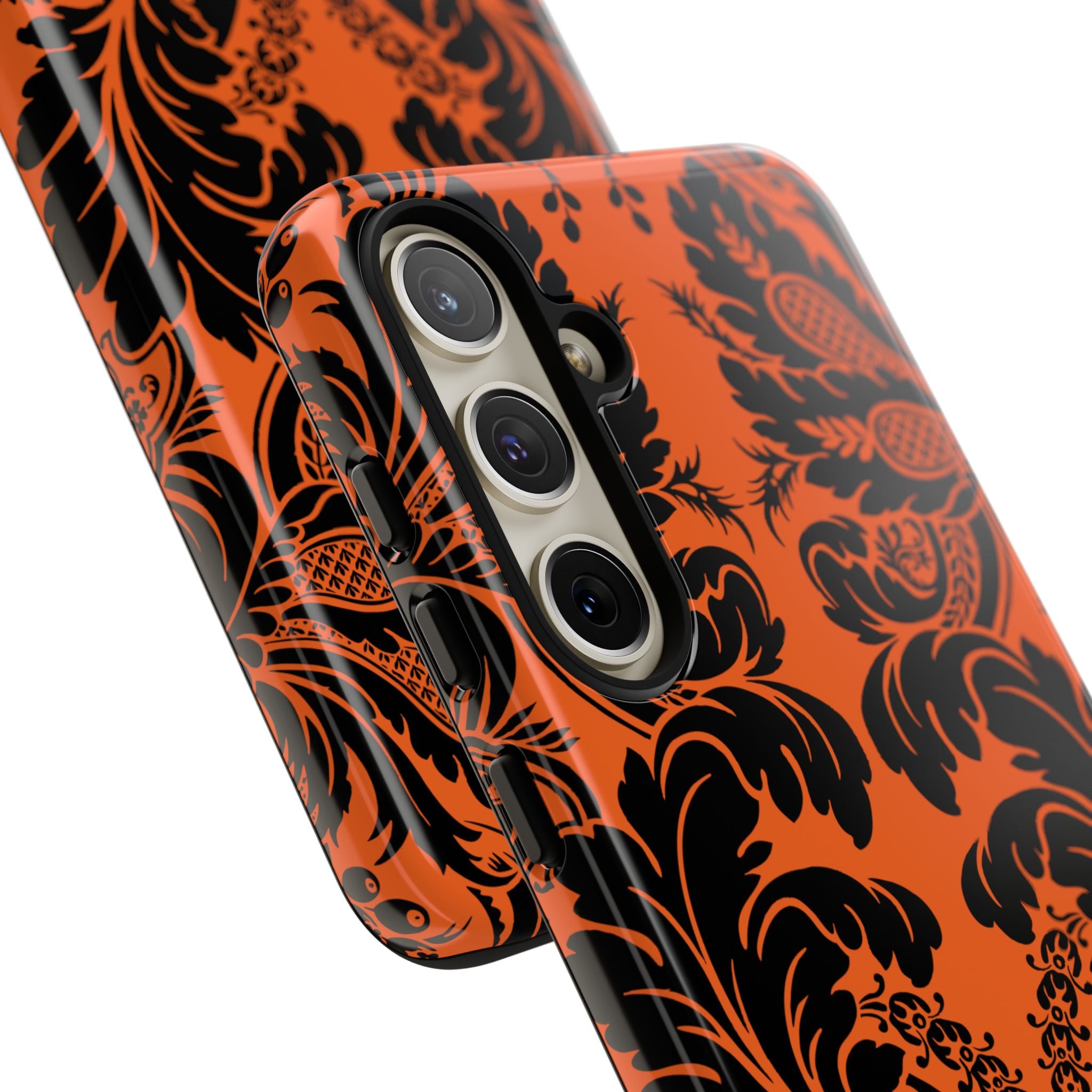 Elegant Phone Case with Orange Floral Design | Tough Cases, Smartphone Cover, Gift for Her, Floral Patterns, Stylish Accessories