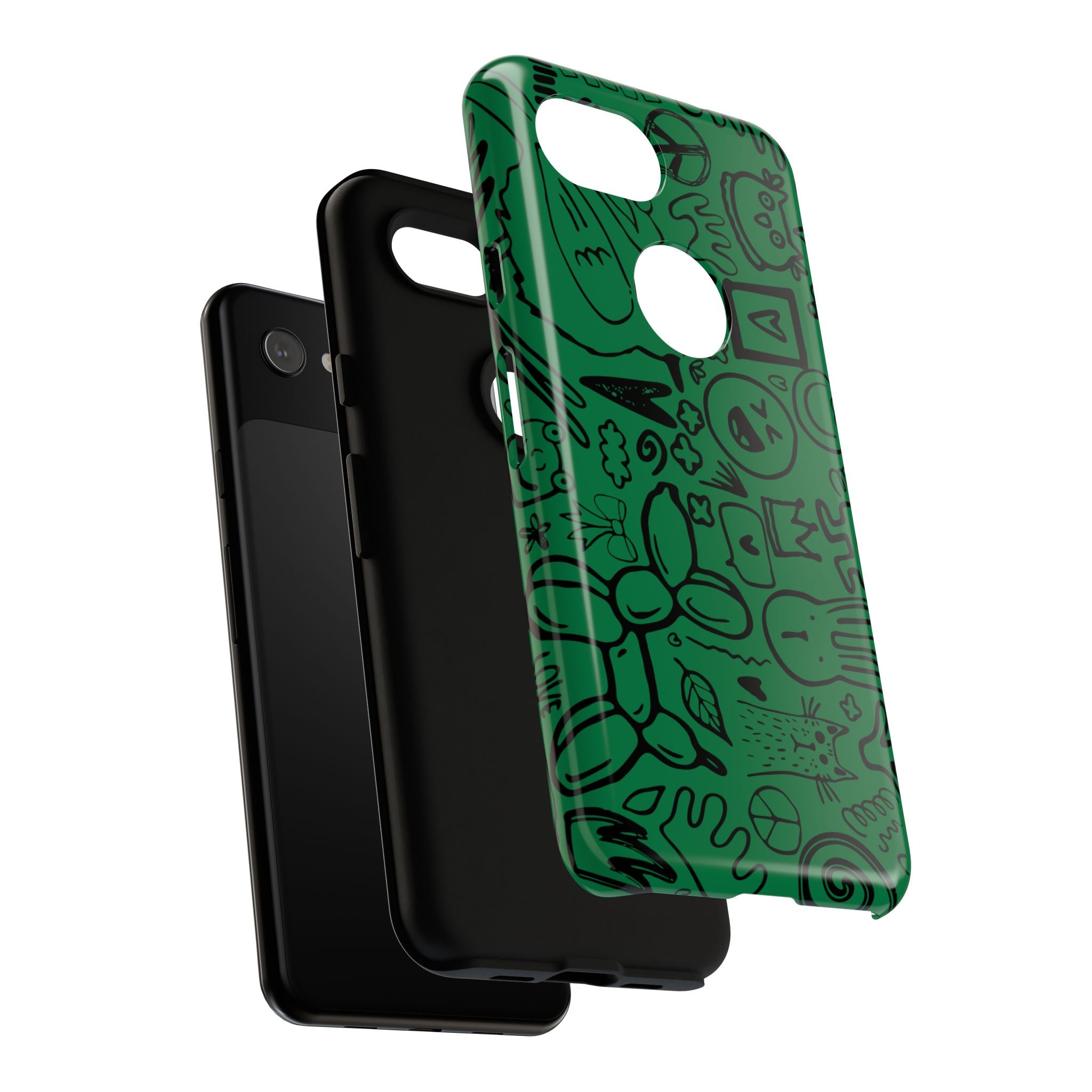 Playful Phone Case, Vibrant Green Tough Case, Quirky Graphic Design, Unique Gift for Kids, Fun Accessories, Christmas, Birthday