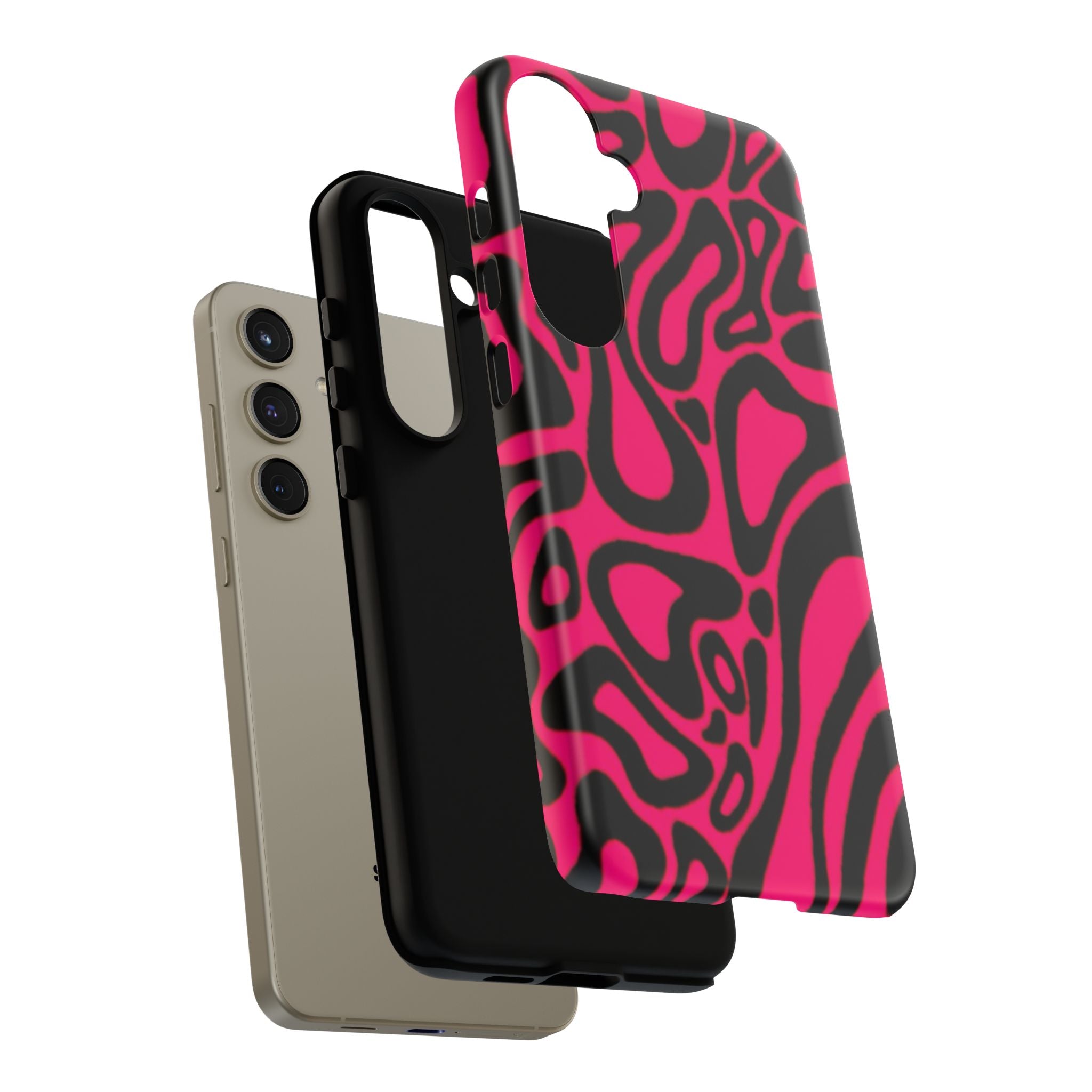 Bold Pink Patterned Phone Case, Stylish Tough Case, Trendy Accessory, Gift for Her, Tech Protection
