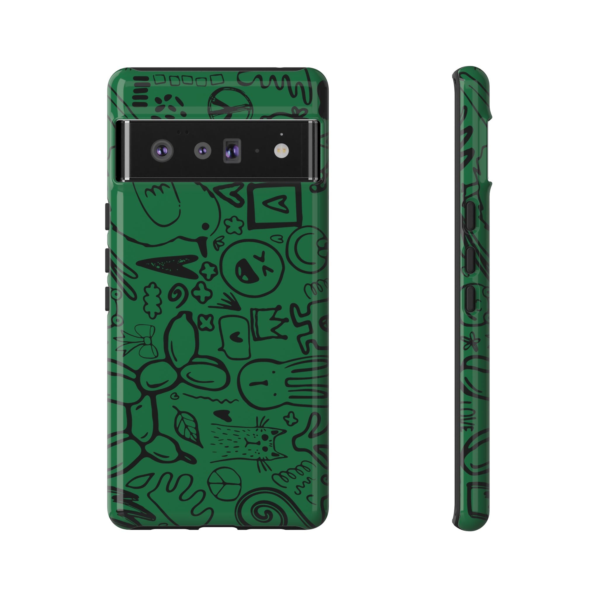 Playful Phone Case, Vibrant Green Tough Case, Quirky Graphic Design, Unique Gift for Kids, Fun Accessories, Christmas, Birthday