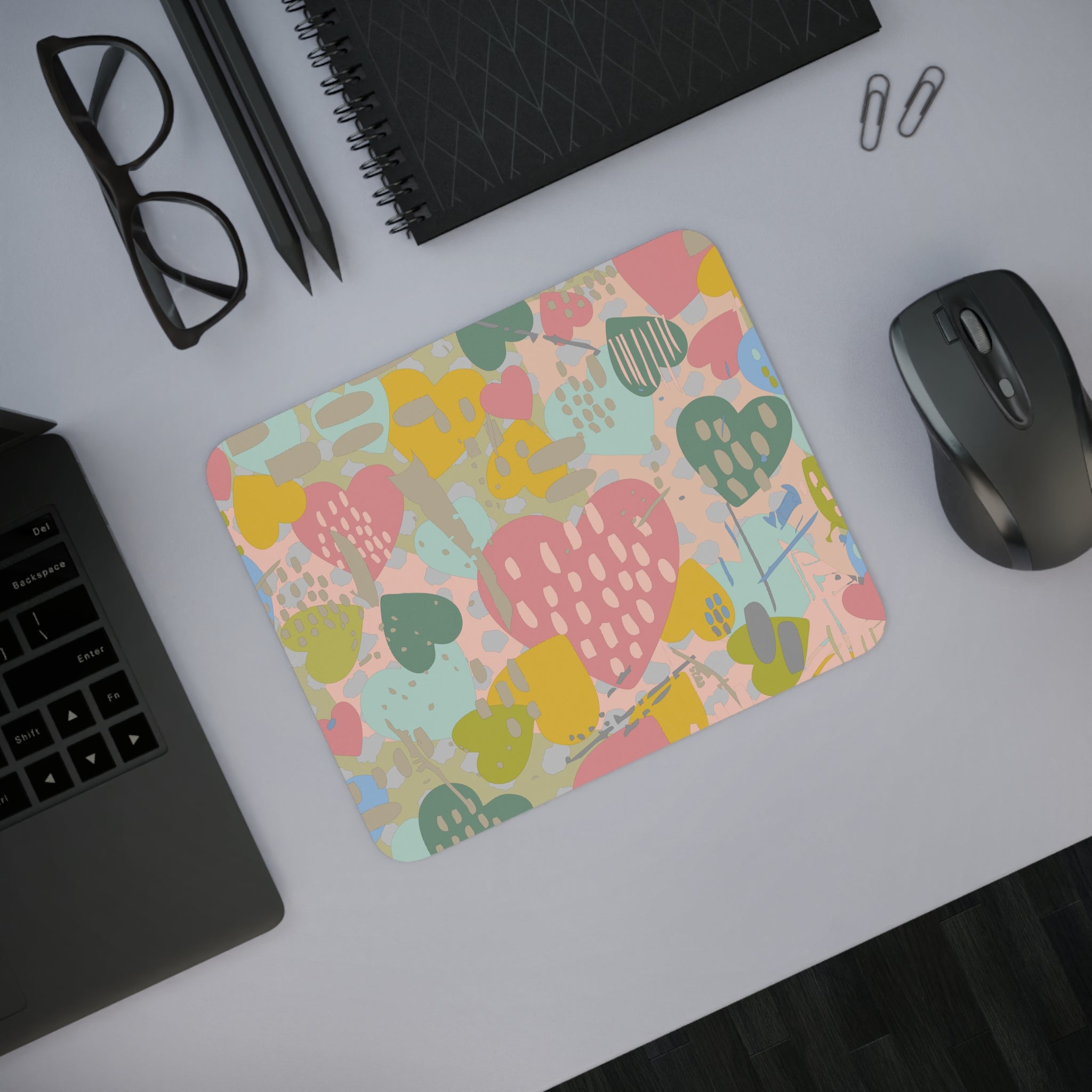 Colorful Heart Desk Mouse Pad, Cute Office Decor, Gift for Gamer, Student, or Work Desk, Valentine's Day, Love Theme, Inspirational