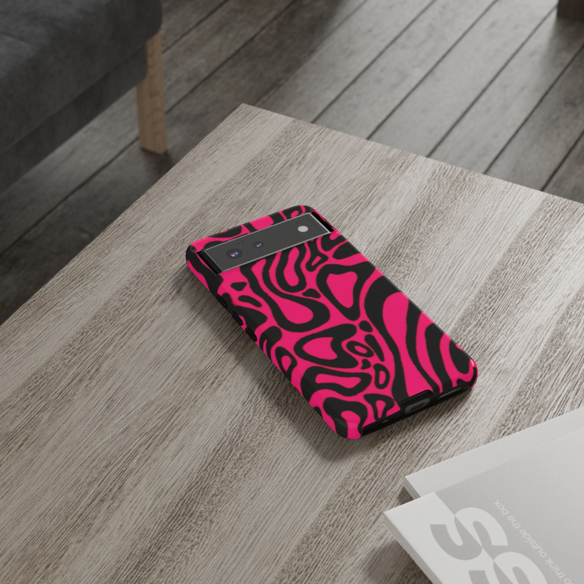 Bold Pink Patterned Phone Case, Stylish Tough Case, Trendy Accessory, Gift for Her, Tech Protection