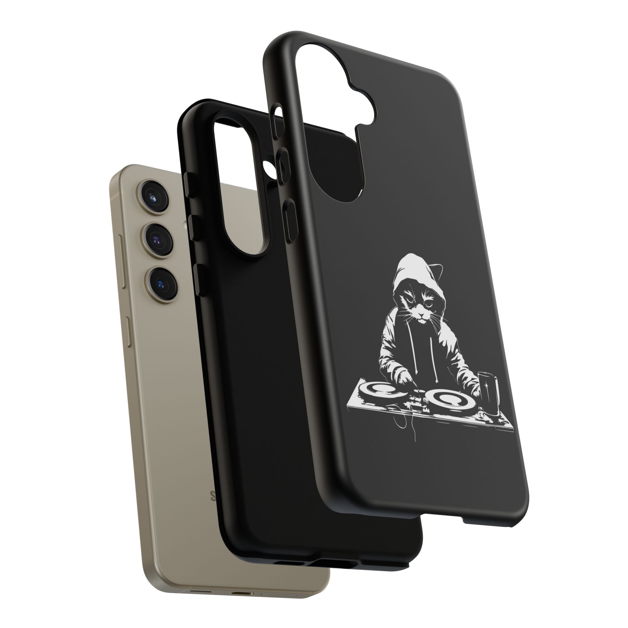 DJ Cat Phone Case, Tough Phone Cover, Pet Lover Gift, Music Enthusiast Accessory, Cute Cat Decor, Unique Case Design