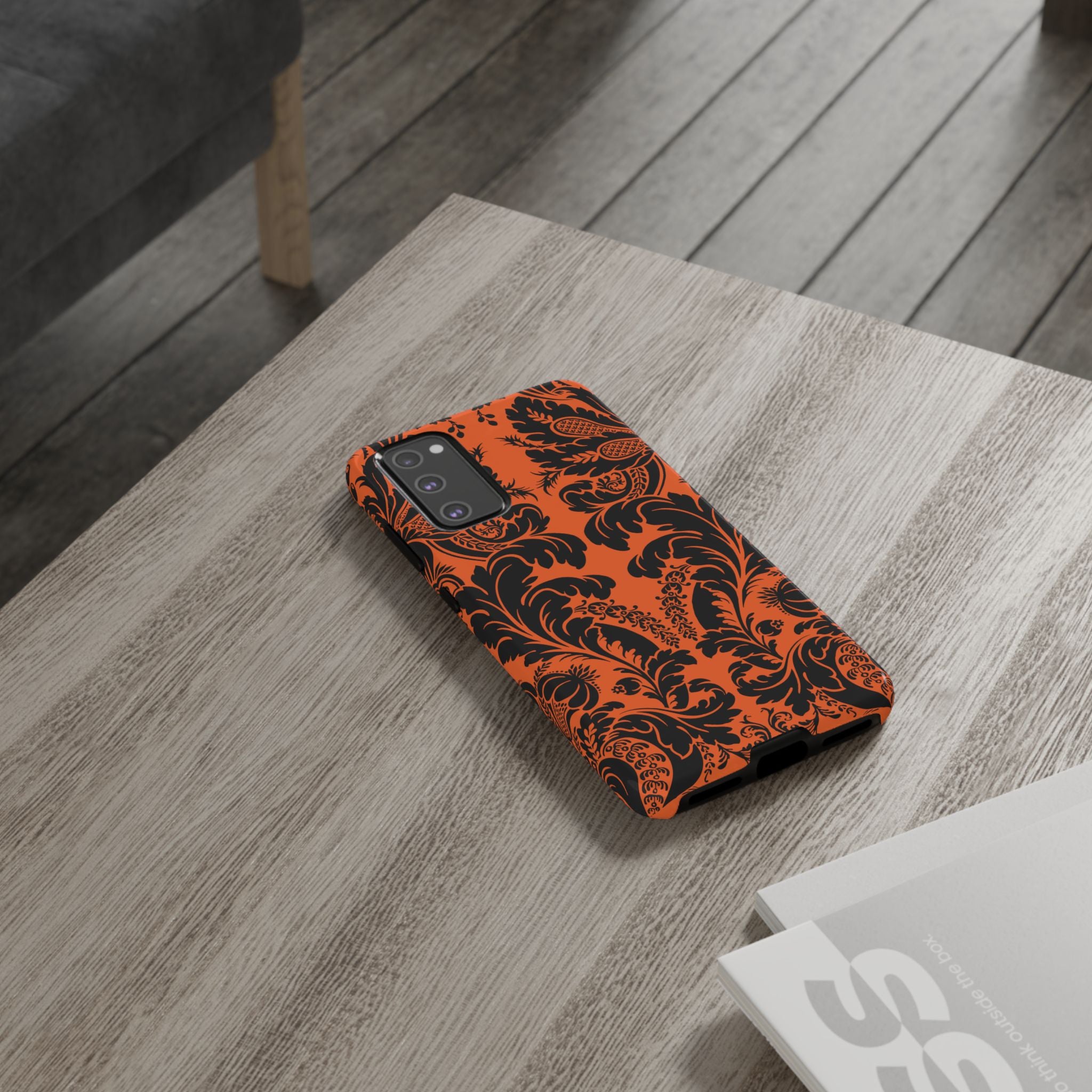 Elegant Phone Case with Orange Floral Design | Tough Cases, Smartphone Cover, Gift for Her, Floral Patterns, Stylish Accessories