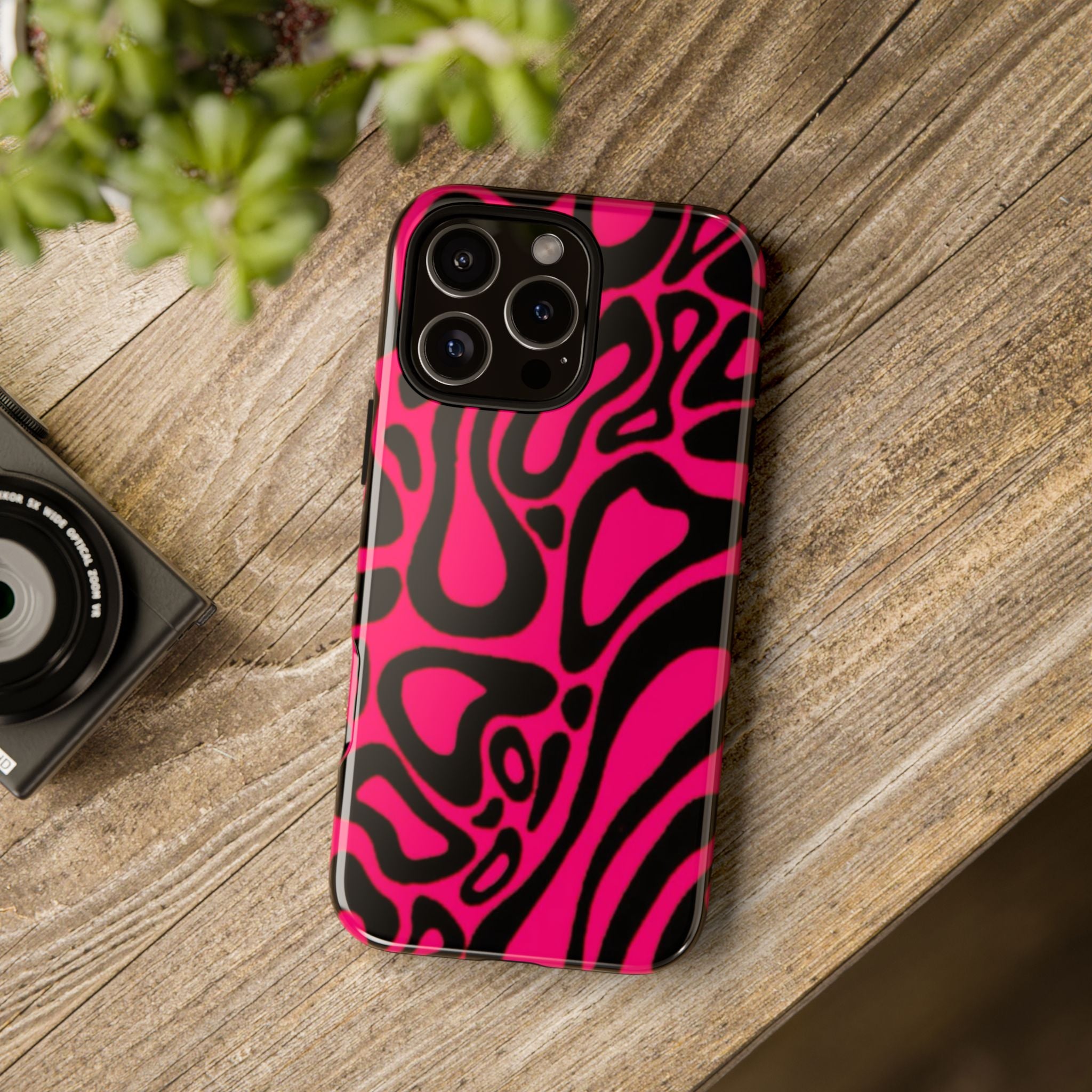 Bold Pink Patterned Phone Case, Stylish Tough Case, Trendy Accessory, Gift for Her, Tech Protection