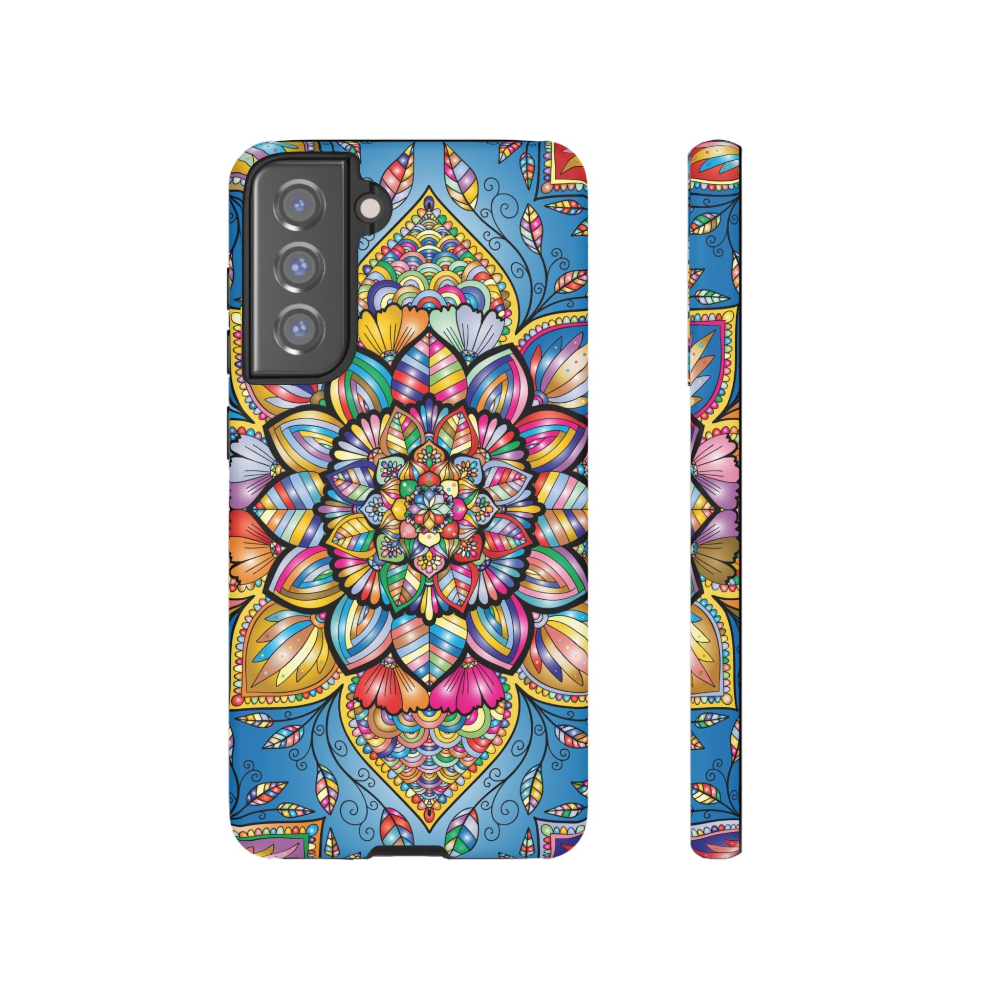 Vibrant Floral Phone Case, Tough Phone Cover, Colorful Mobile Accessory, Artistic Gift, Mandala Design, Everyday Use