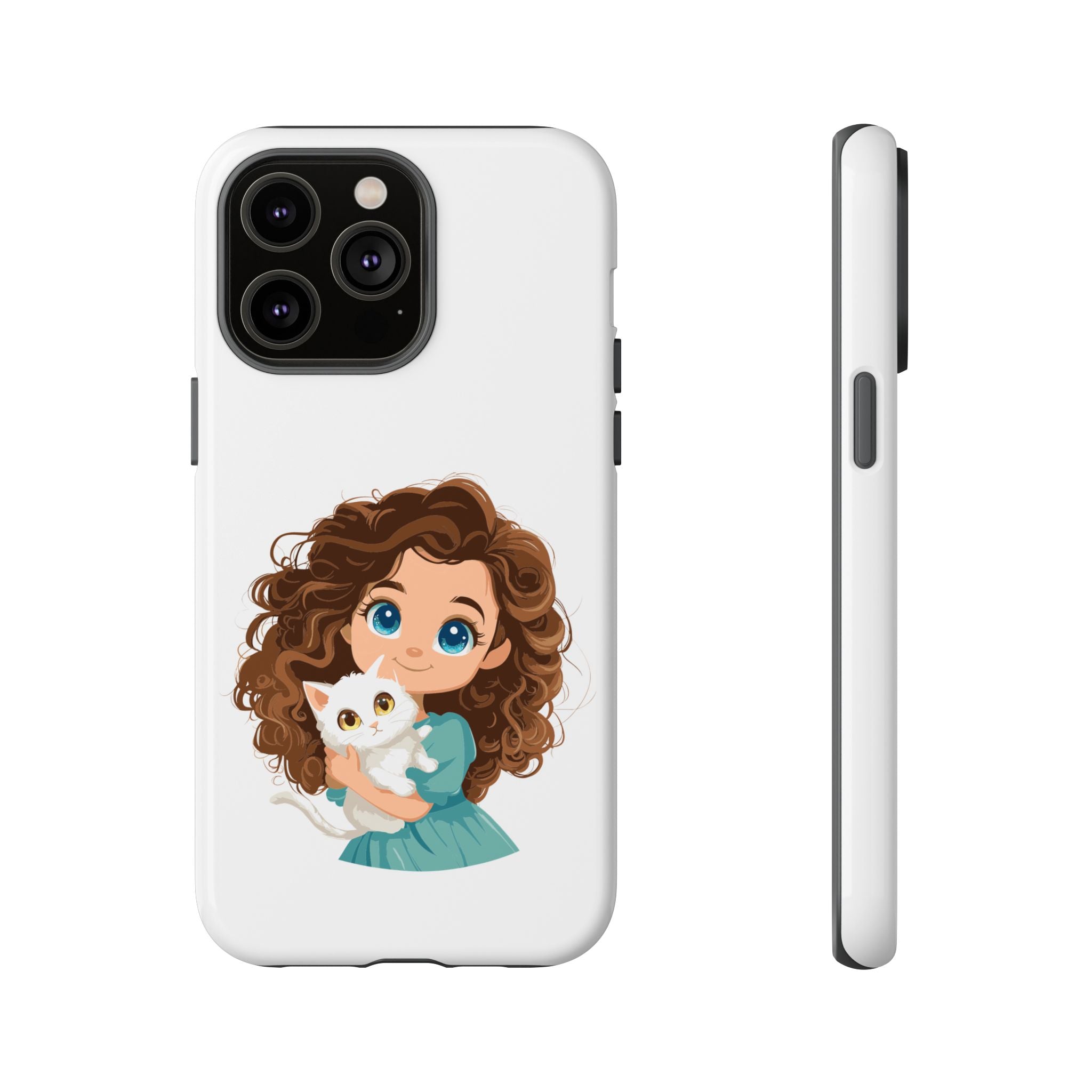 Cute Cat Lover Phone Case, Tough Phone Cover, Pet Lover Gift, Personalized Gift, Kids Phone Case, Animal Lover Accessories