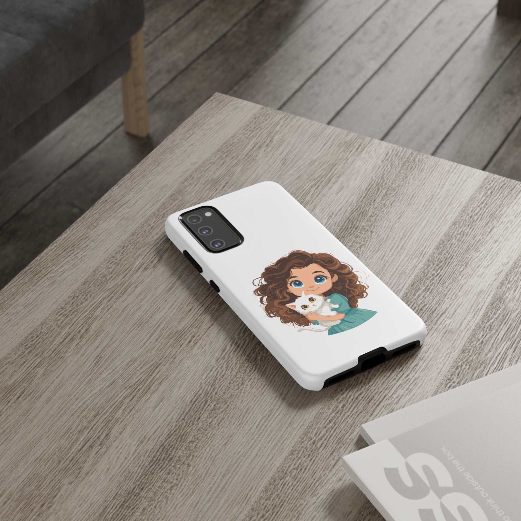 Cute Cat Lover Phone Case, Tough Phone Cover, Pet Lover Gift, Personalized Gift, Kids Phone Case, Animal Lover Accessories