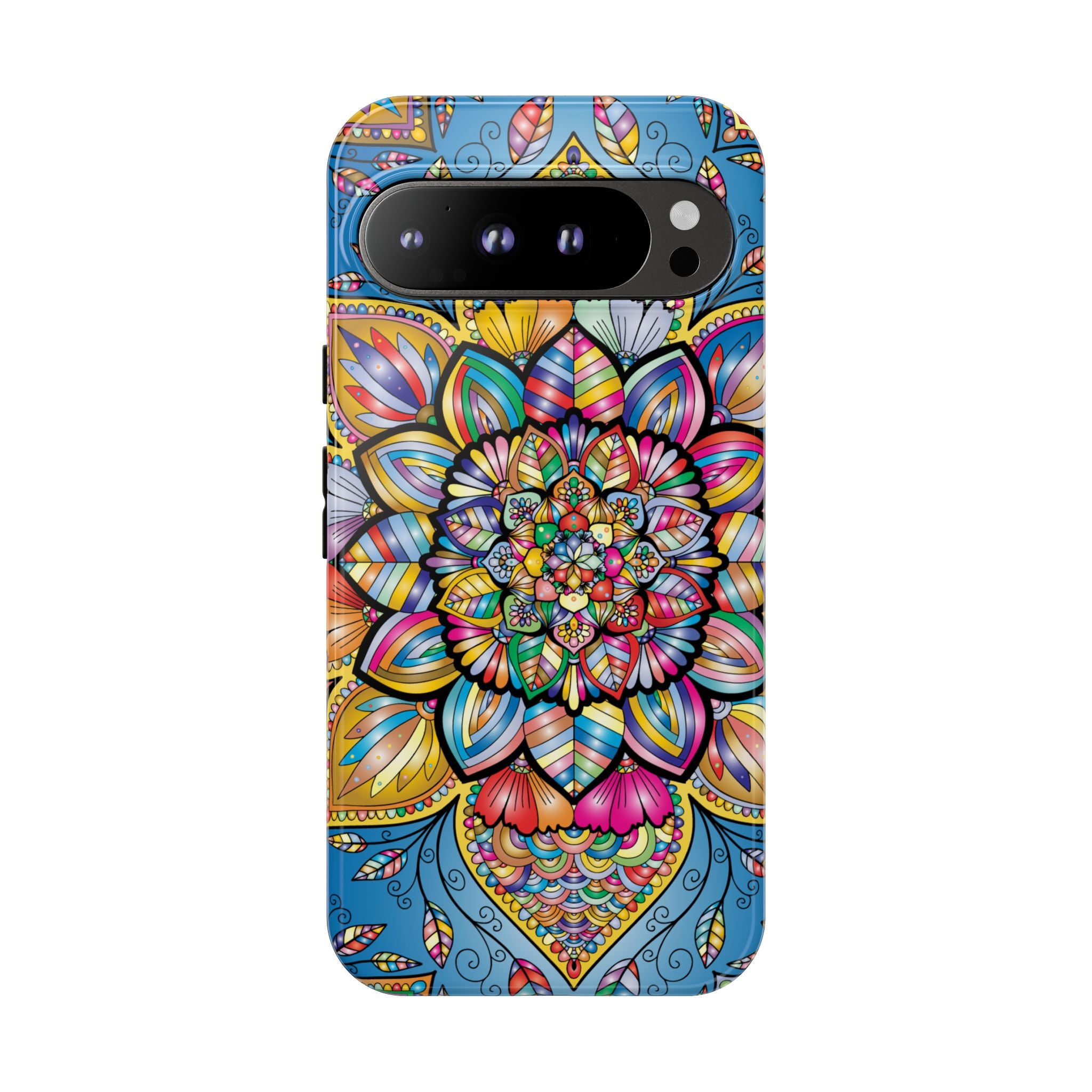 Vibrant Floral Phone Case, Tough Phone Cover, Colorful Mobile Accessory, Artistic Gift, Mandala Design, Everyday Use