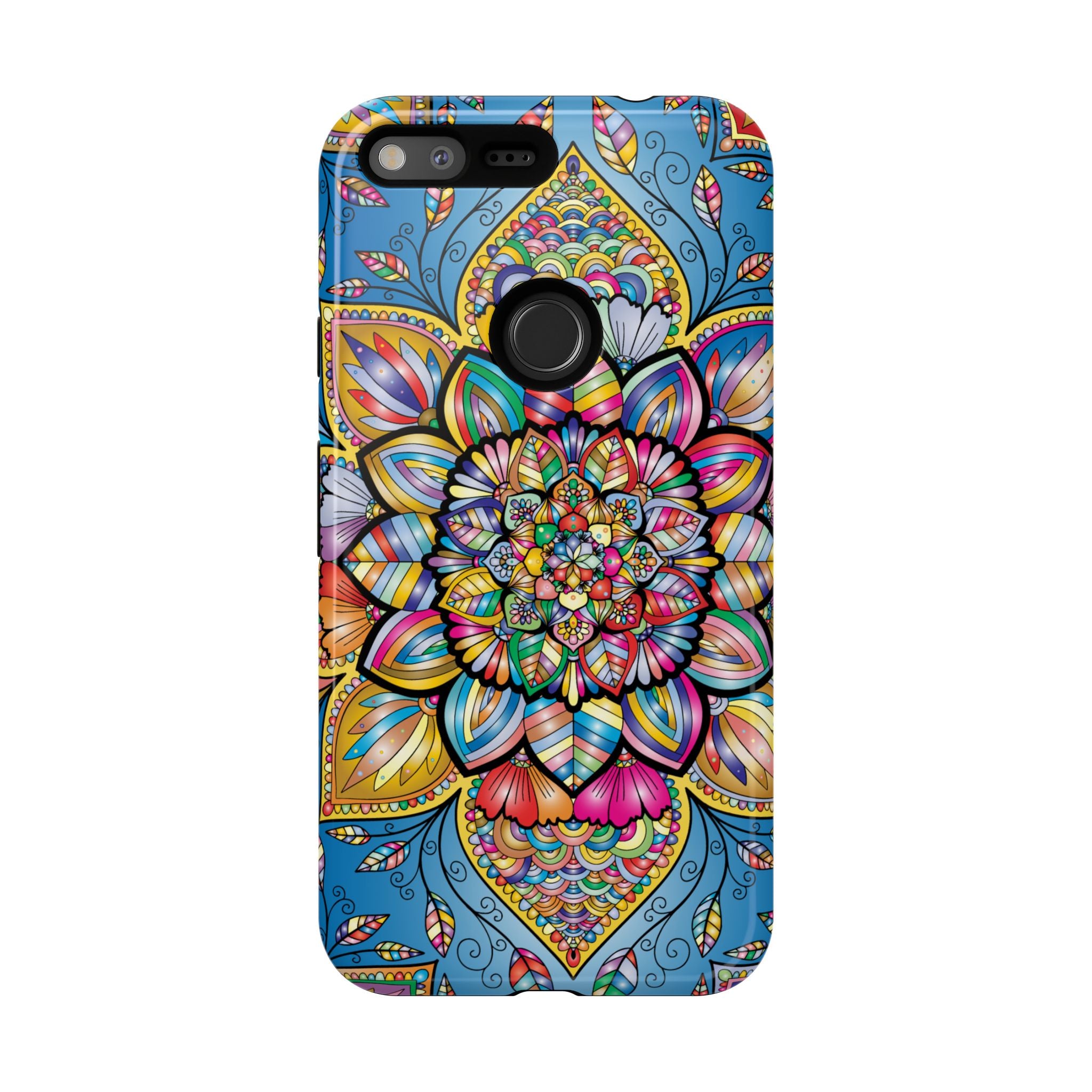 Vibrant Floral Phone Case, Tough Phone Cover, Colorful Mobile Accessory, Artistic Gift, Mandala Design, Everyday Use