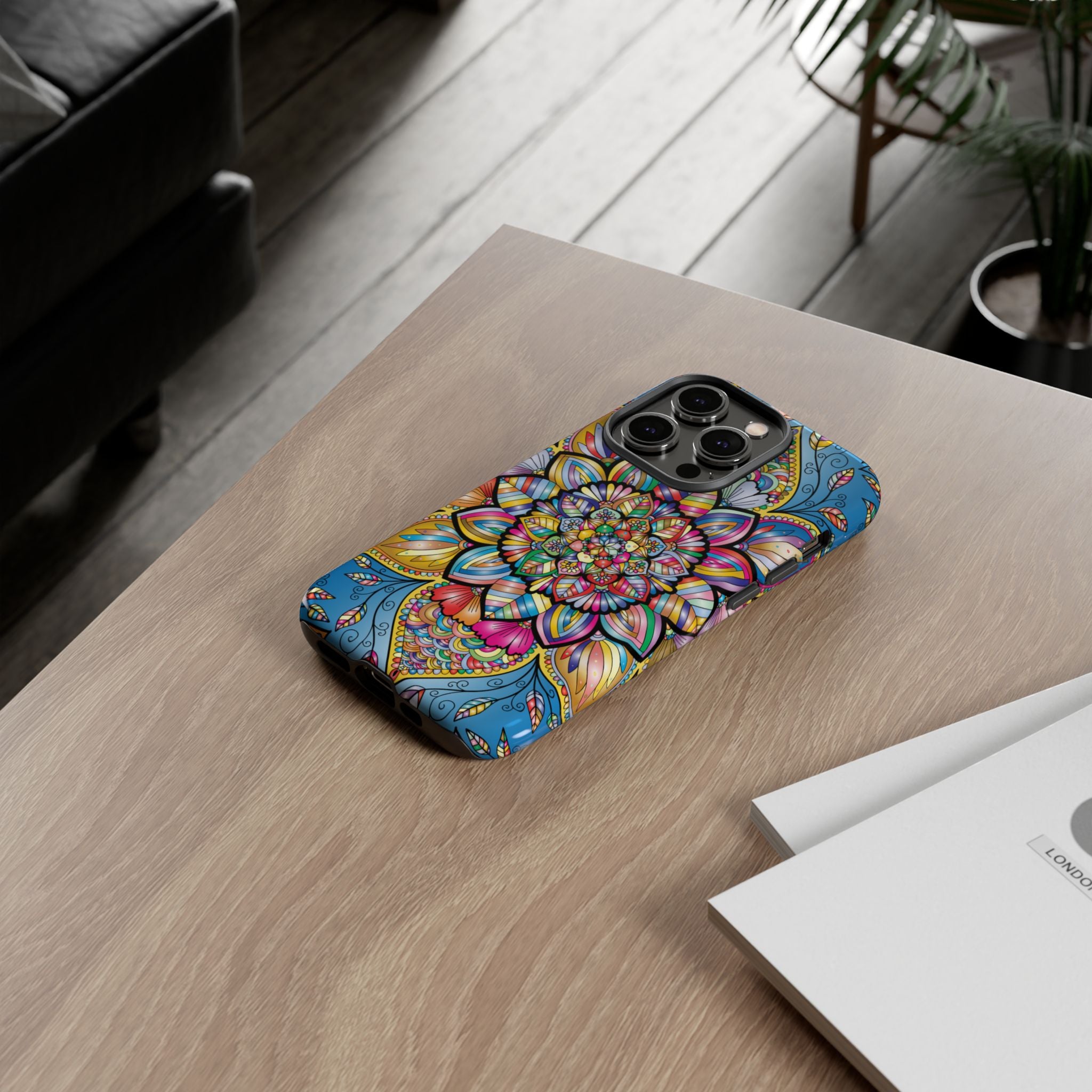Vibrant Floral Phone Case, Tough Phone Cover, Colorful Mobile Accessory, Artistic Gift, Mandala Design, Everyday Use