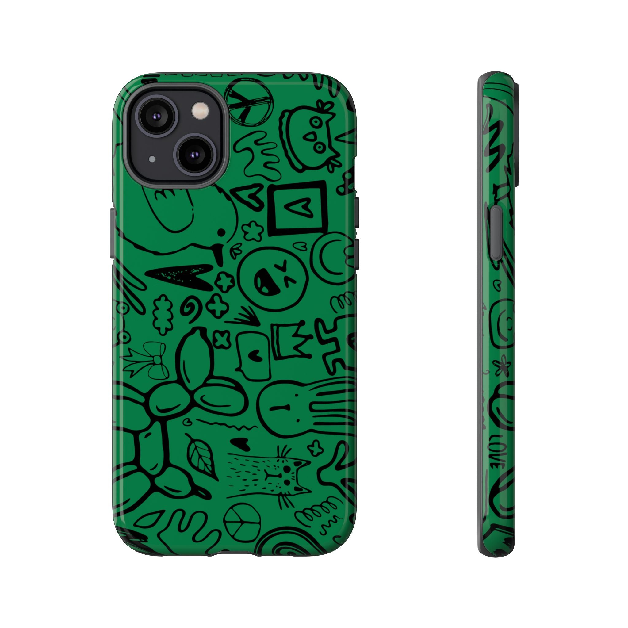 Playful Phone Case, Vibrant Green Tough Case, Quirky Graphic Design, Unique Gift for Kids, Fun Accessories, Christmas, Birthday