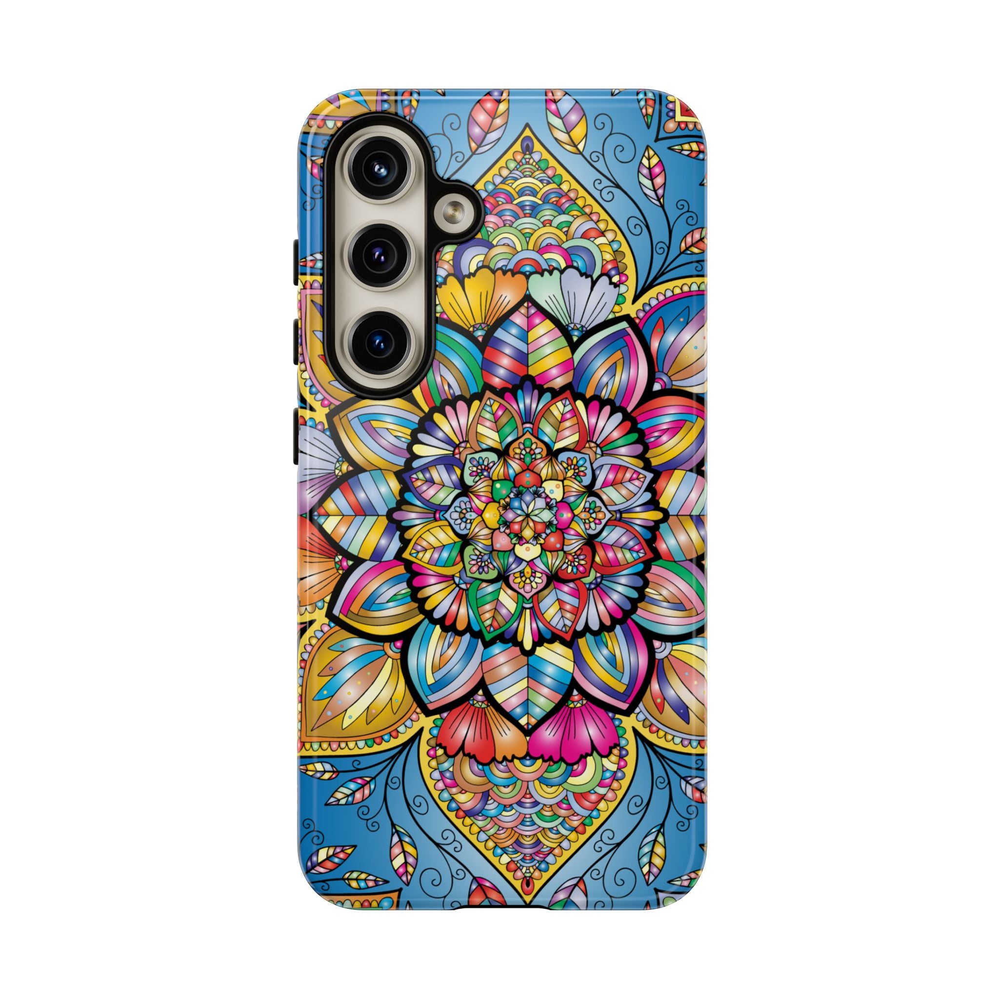 Vibrant Floral Phone Case, Tough Phone Cover, Colorful Mobile Accessory, Artistic Gift, Mandala Design, Everyday Use