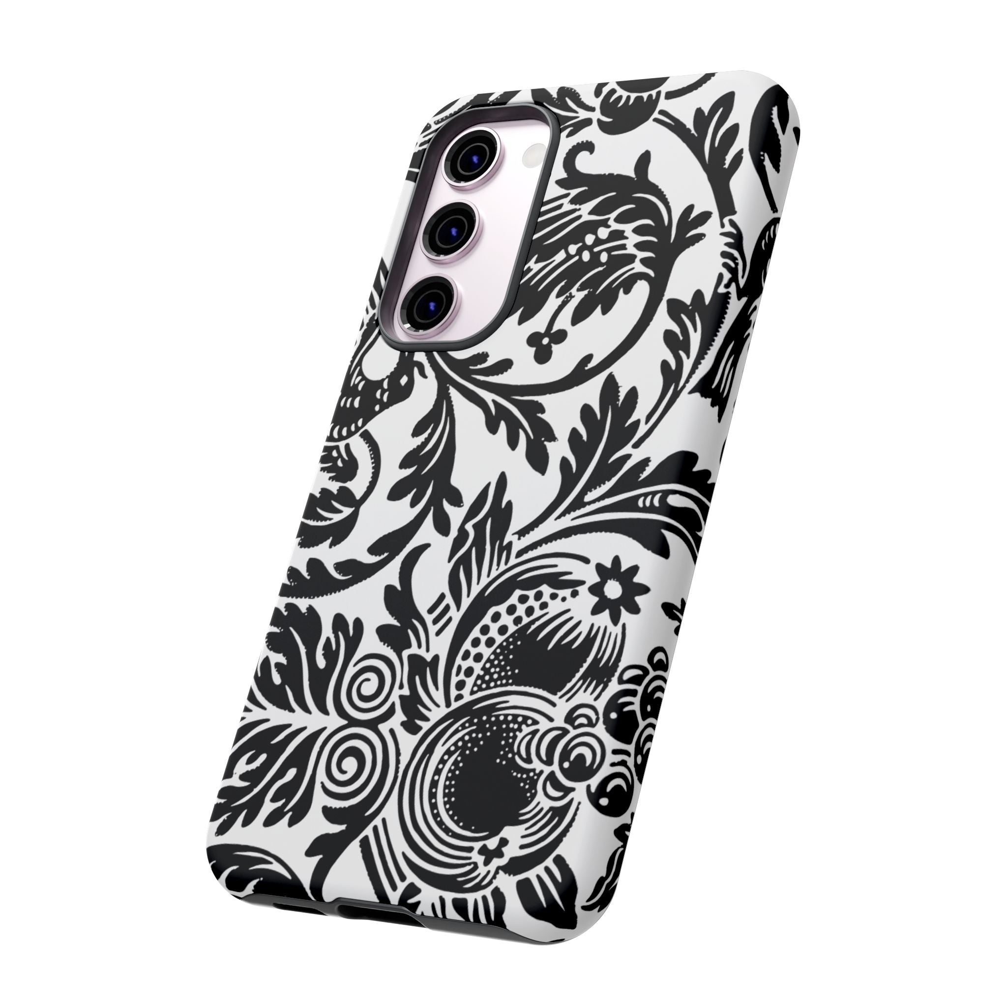 Elegant Black Floral Phone Case, Tough Cases, Stylish Phone Protection, Gift for Her, Floral Design, Trendy Accessories