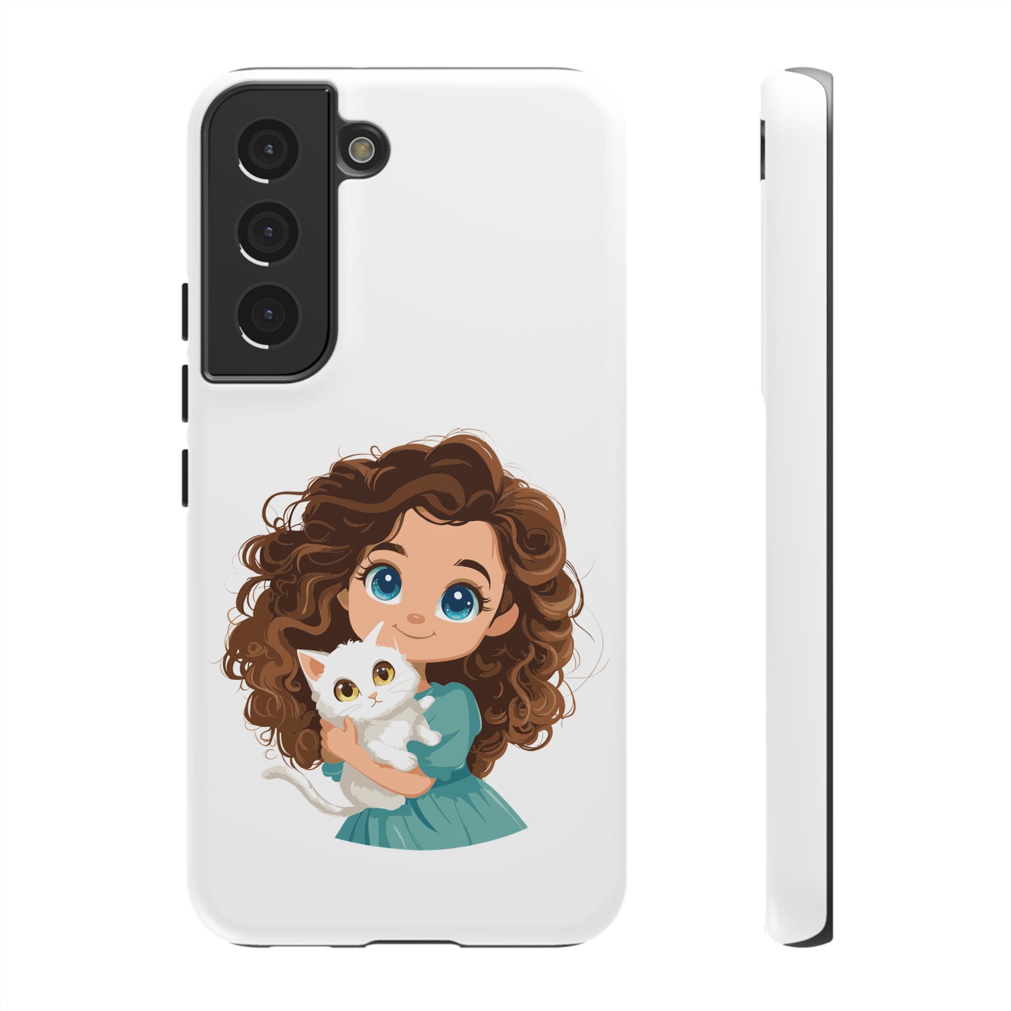 Cute Cat Lover Phone Case, Tough Phone Cover, Pet Lover Gift, Personalized Gift, Kids Phone Case, Animal Lover Accessories