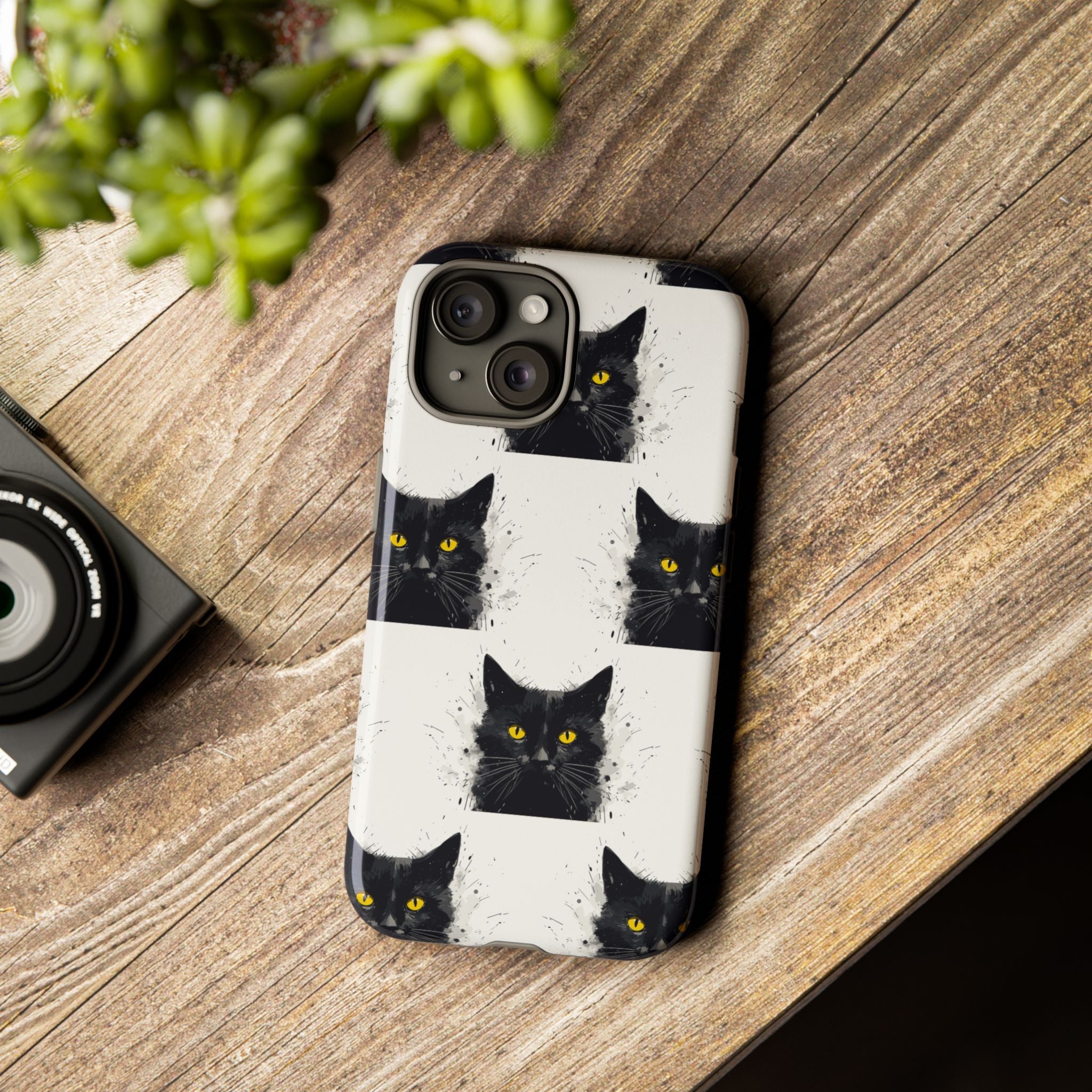 Black Cat Phone Case, Tough Cases, Cat Lover Gift, Unique Design, Halloween, Animal Accessories, Custom Phone Cover