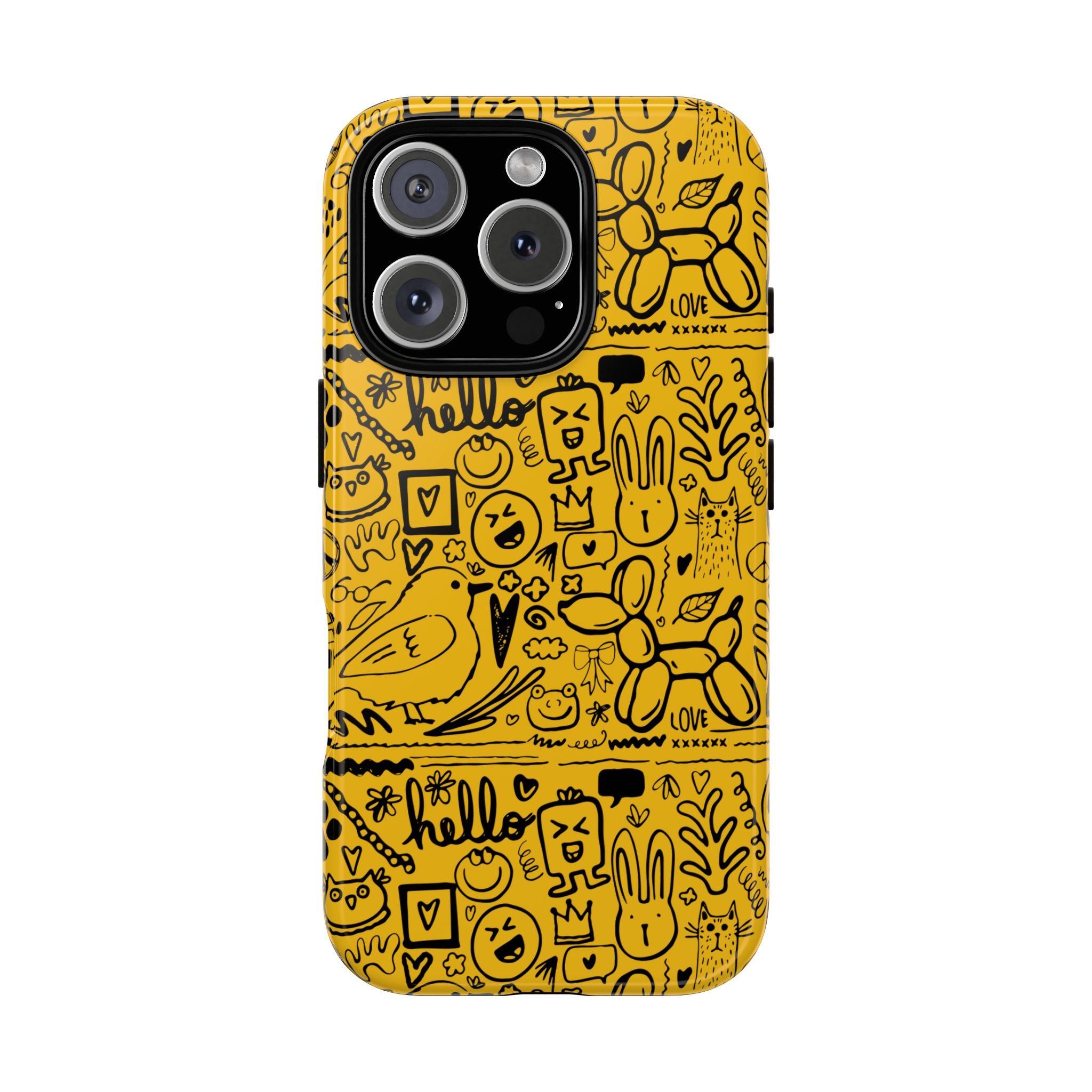 Vibrant Phone Case, Cute Yellow Floral iPhone Cover, Stylish Tough Case, Fun Phone Accessory, Perfect Gift for Teens