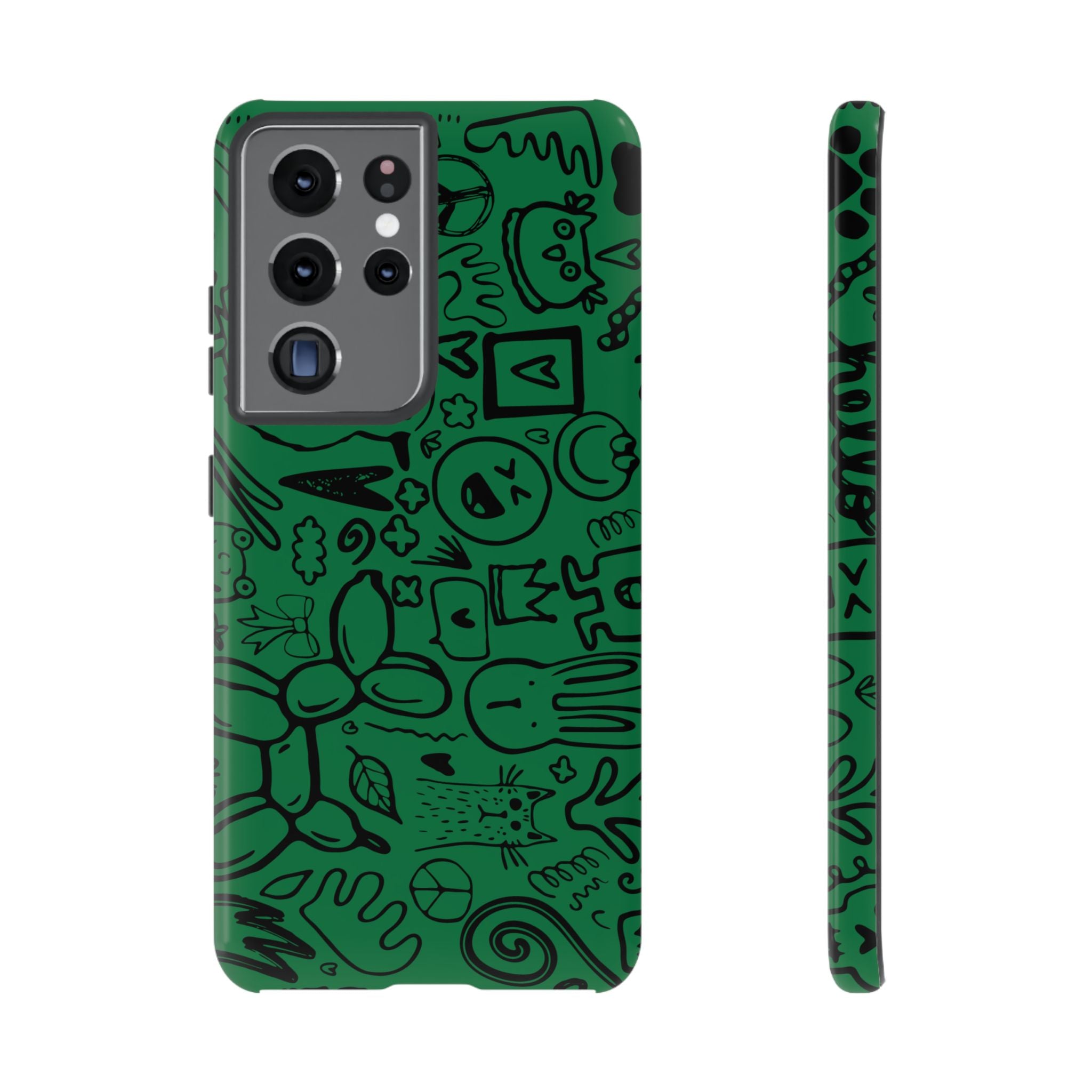 Playful Phone Case, Vibrant Green Tough Case, Quirky Graphic Design, Unique Gift for Kids, Fun Accessories, Christmas, Birthday