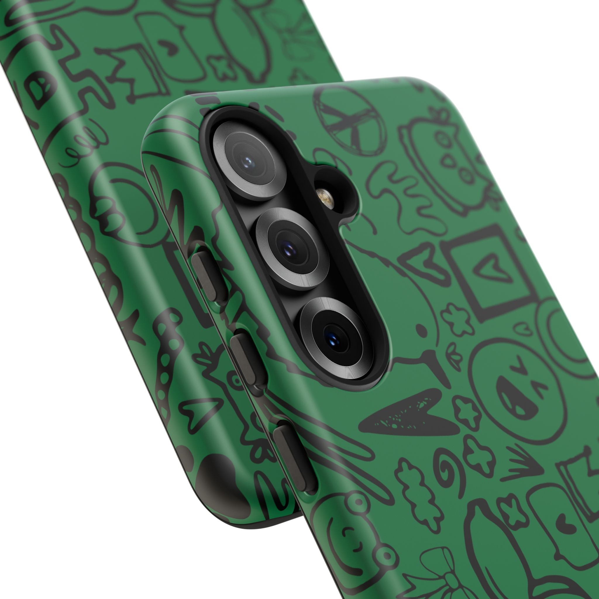 Playful Phone Case, Vibrant Green Tough Case, Quirky Graphic Design, Unique Gift for Kids, Fun Accessories, Christmas, Birthday
