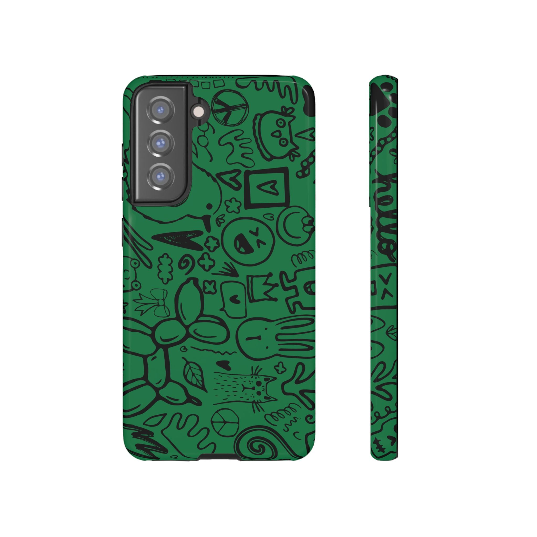 Playful Phone Case, Vibrant Green Tough Case, Quirky Graphic Design, Unique Gift for Kids, Fun Accessories, Christmas, Birthday