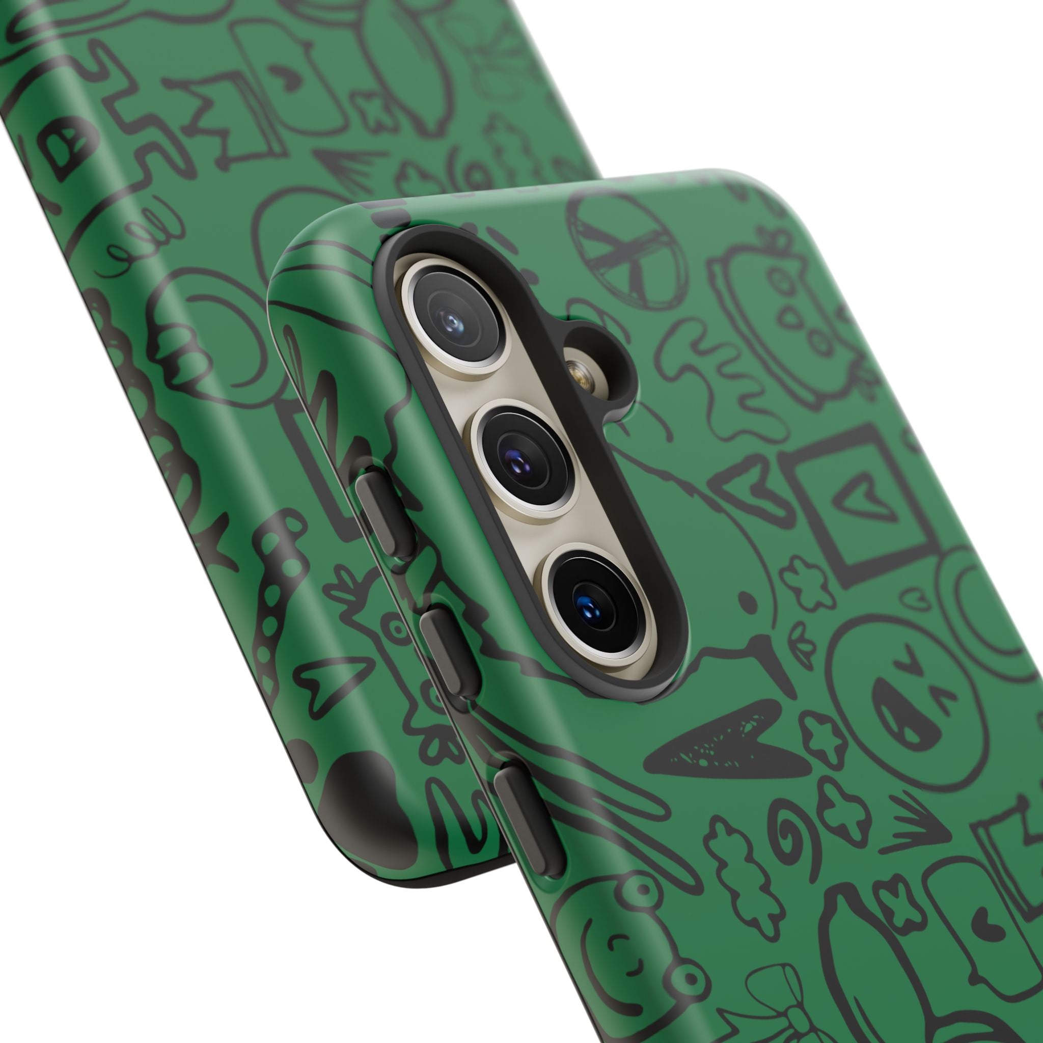 Playful Phone Case, Vibrant Green Tough Case, Quirky Graphic Design, Unique Gift for Kids, Fun Accessories, Christmas, Birthday