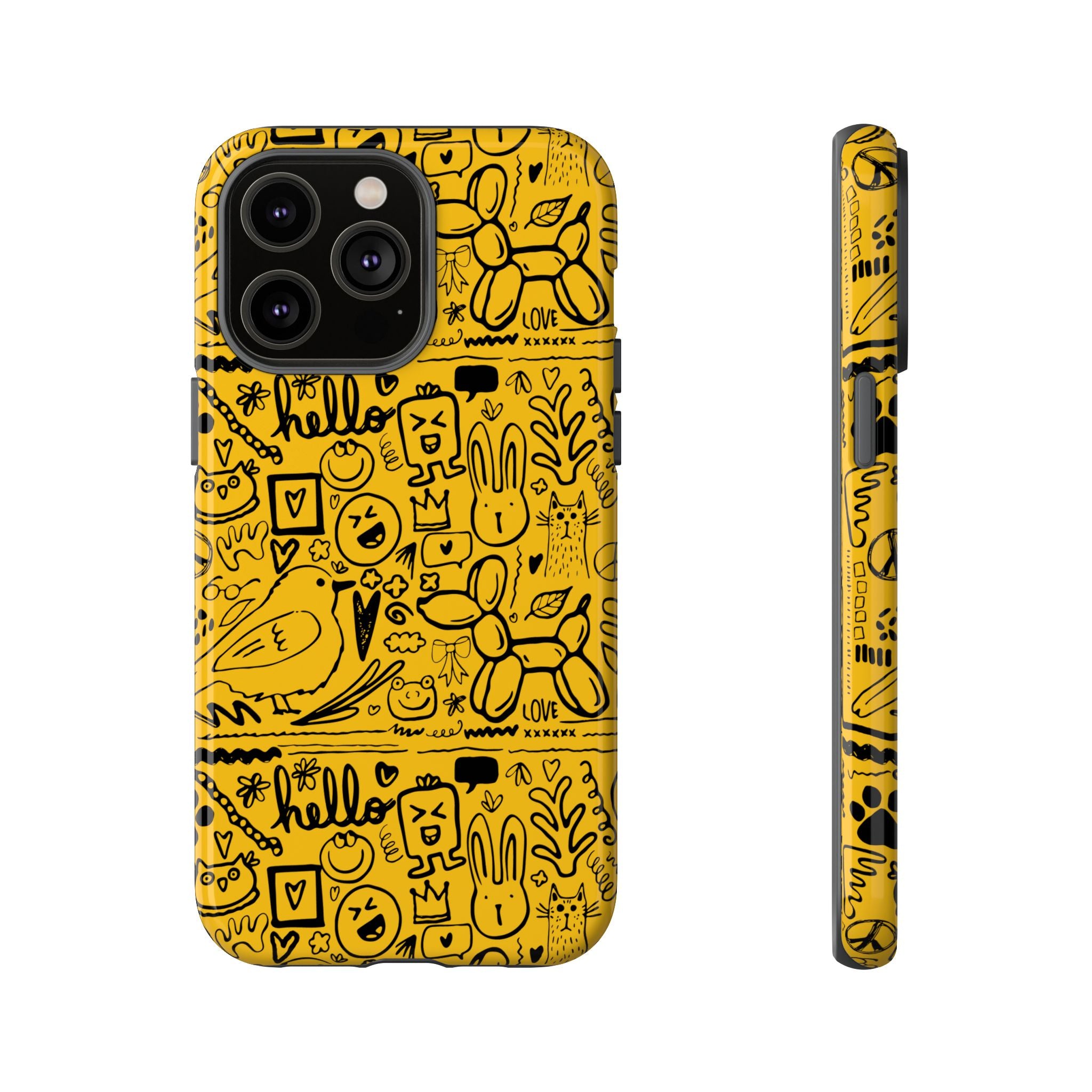 Vibrant Phone Case, Cute Yellow Floral iPhone Cover, Stylish Tough Case, Fun Phone Accessory, Perfect Gift for Teens