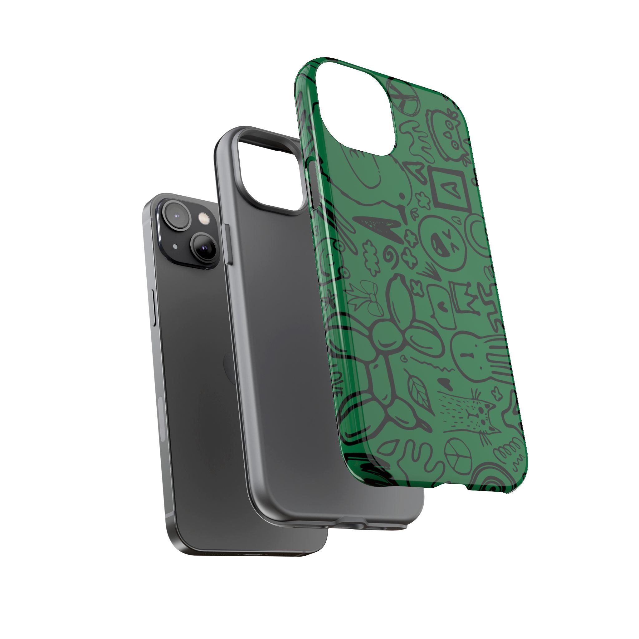 Playful Phone Case, Vibrant Green Tough Case, Quirky Graphic Design, Unique Gift for Kids, Fun Accessories, Christmas, Birthday