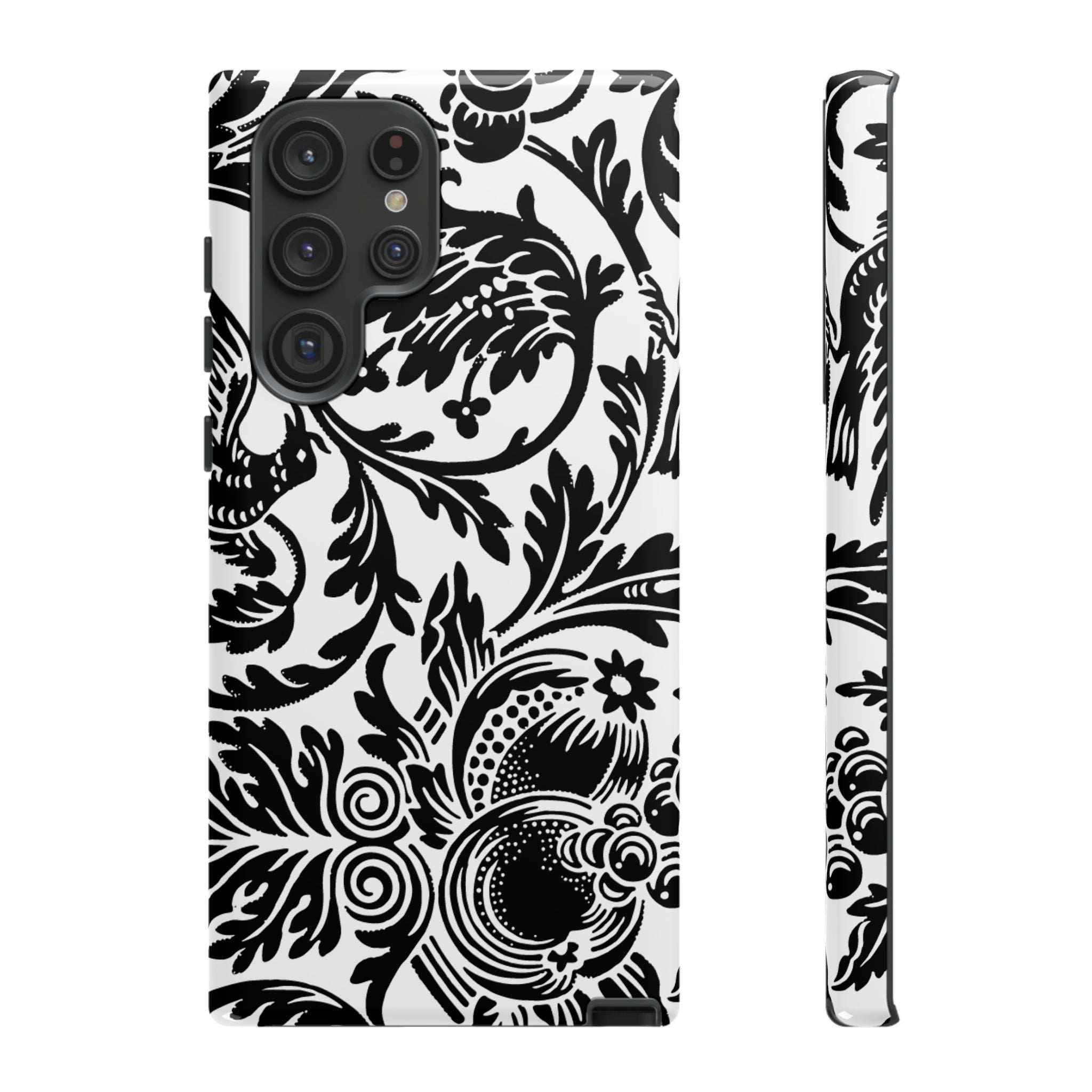 Elegant Black Floral Phone Case, Tough Cases, Stylish Phone Protection, Gift for Her, Floral Design, Trendy Accessories