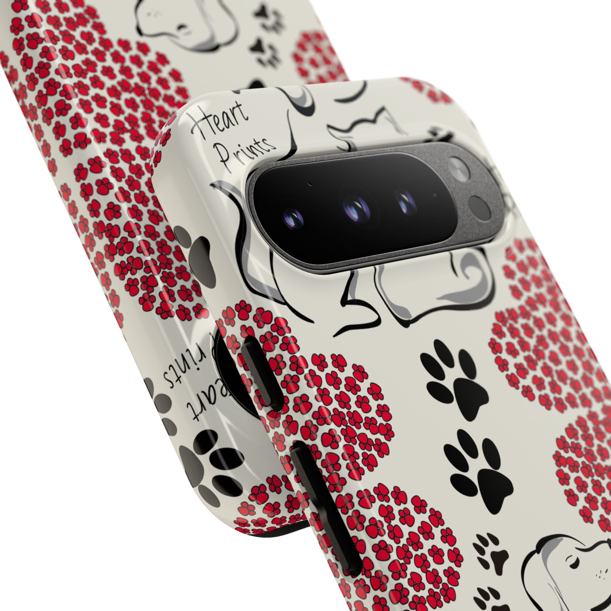 Stylish Phone Case with Heart Prints for Pet Lovers, Dog Lover Gift, Floral Pattern, Customizable Design, Cute Animal Accessories