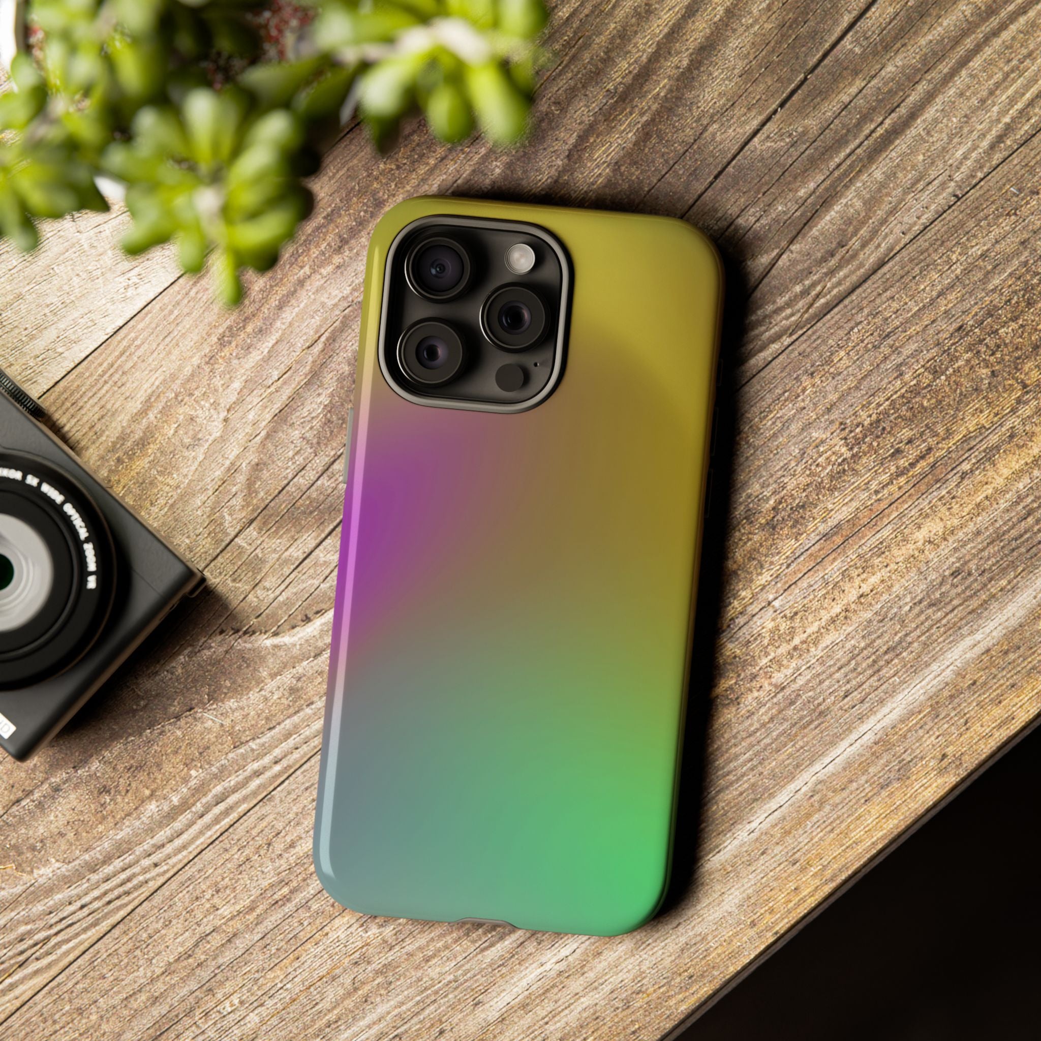 Vibrant Phone Case, Tough Cases, Colorful Phone Cover, Durable Mobile Case, Yellow Green Gradient Design