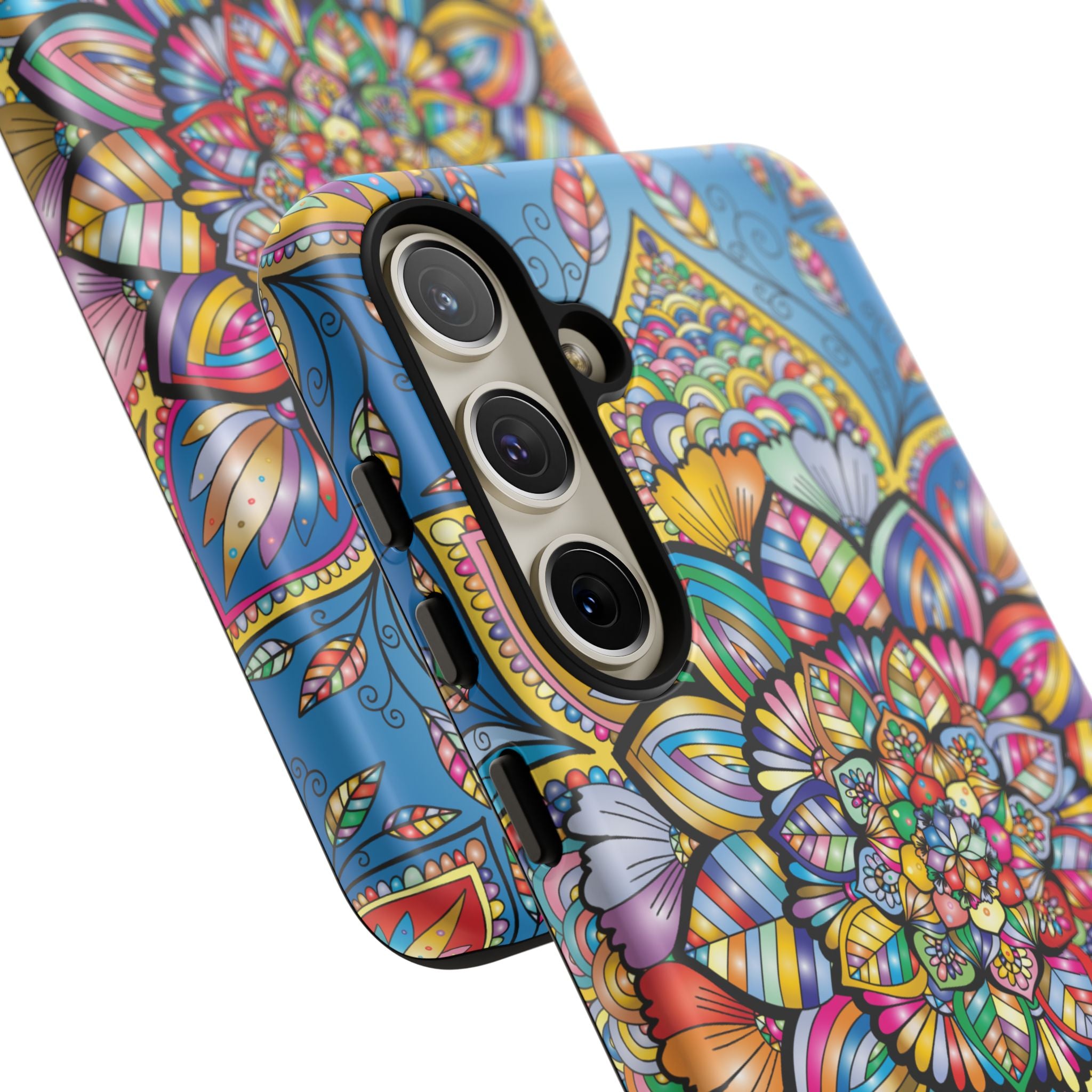 Vibrant Floral Phone Case, Tough Phone Cover, Colorful Mobile Accessory, Artistic Gift, Mandala Design, Everyday Use
