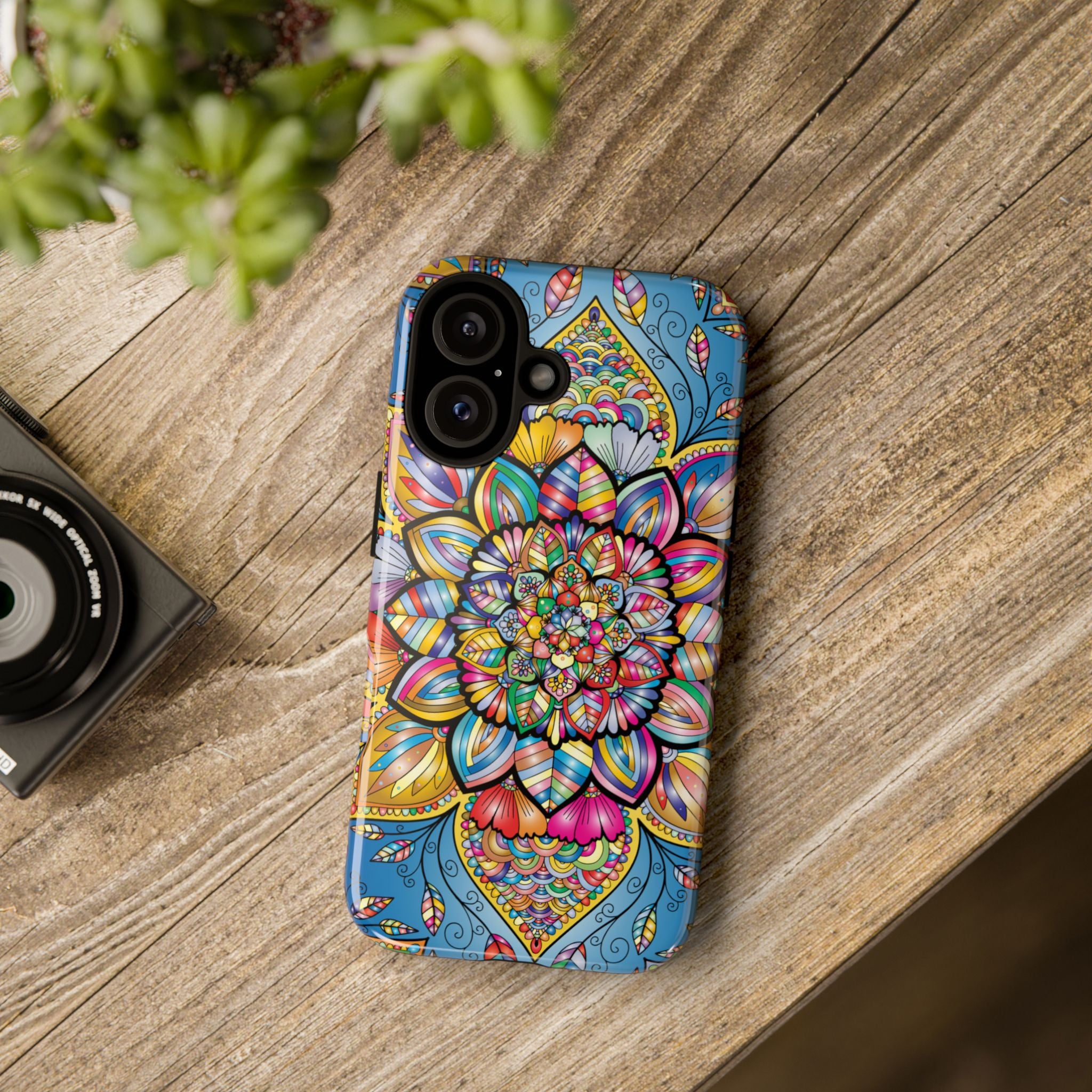 Vibrant Floral Phone Case, Tough Phone Cover, Colorful Mobile Accessory, Artistic Gift, Mandala Design, Everyday Use