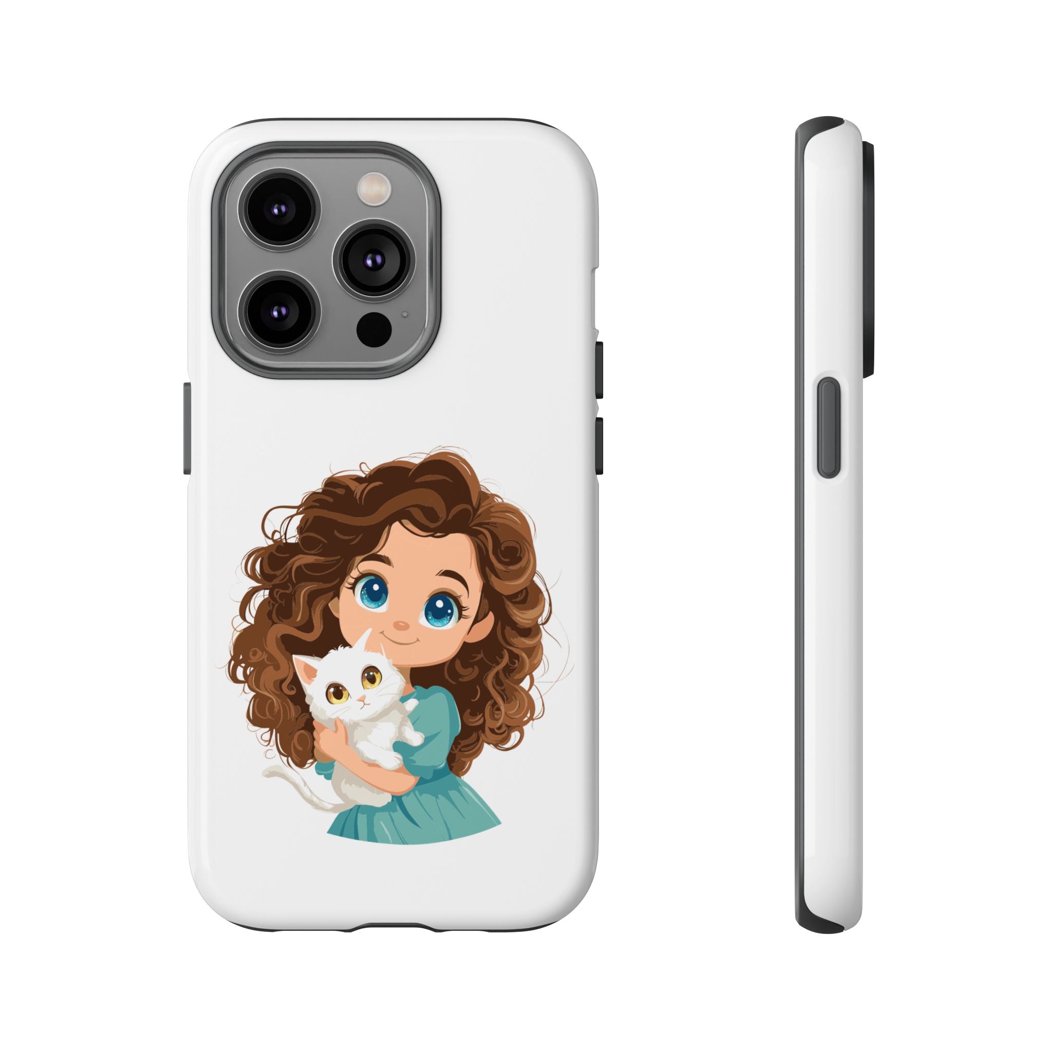 Cute Cat Lover Phone Case, Tough Phone Cover, Pet Lover Gift, Personalized Gift, Kids Phone Case, Animal Lover Accessories