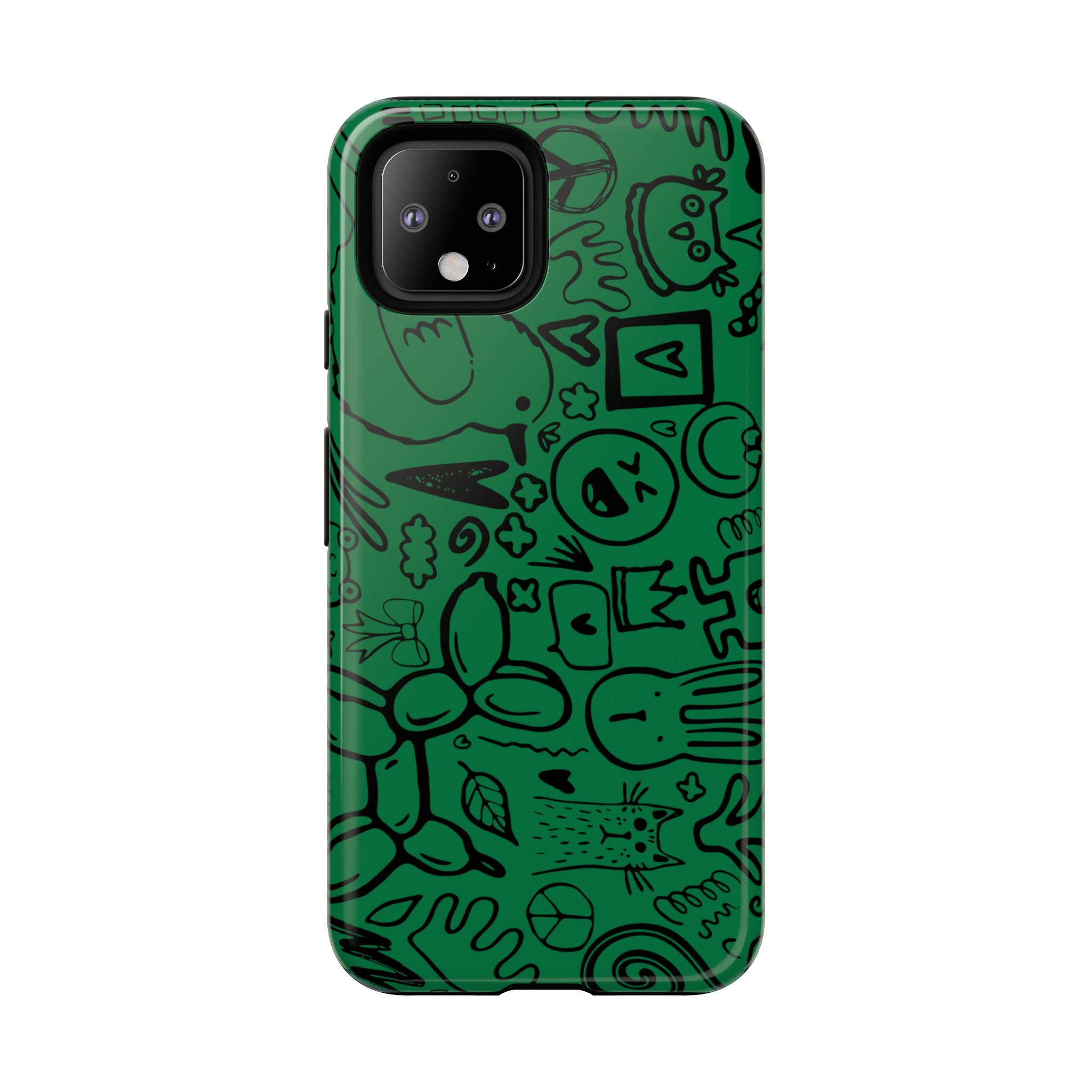 Playful Phone Case, Vibrant Green Tough Case, Quirky Graphic Design, Unique Gift for Kids, Fun Accessories, Christmas, Birthday