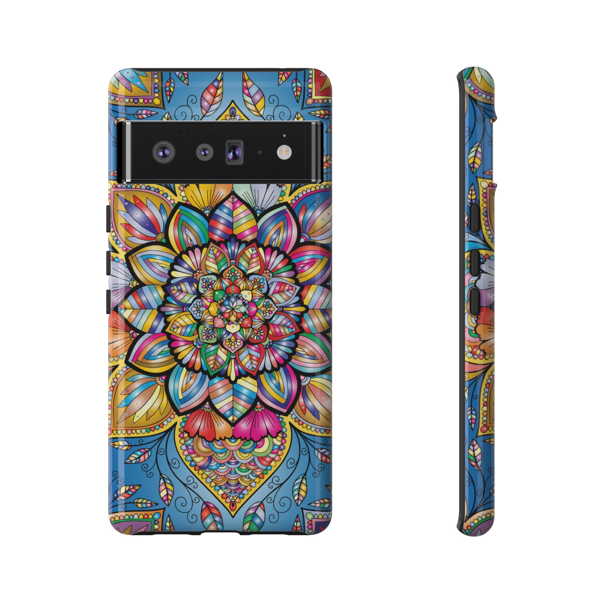 Vibrant Floral Phone Case, Tough Phone Cover, Colorful Mobile Accessory, Artistic Gift, Mandala Design, Everyday Use
