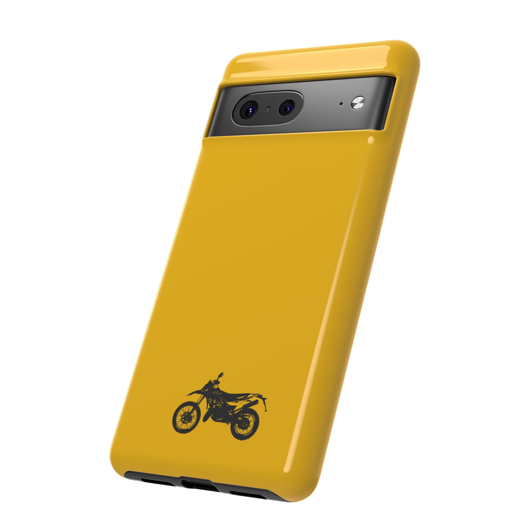Motorcycle Phone Case, Tough Phone Cover, Gift for Bikers, Durable Tech Accessory, Yellow Motorcycle Design