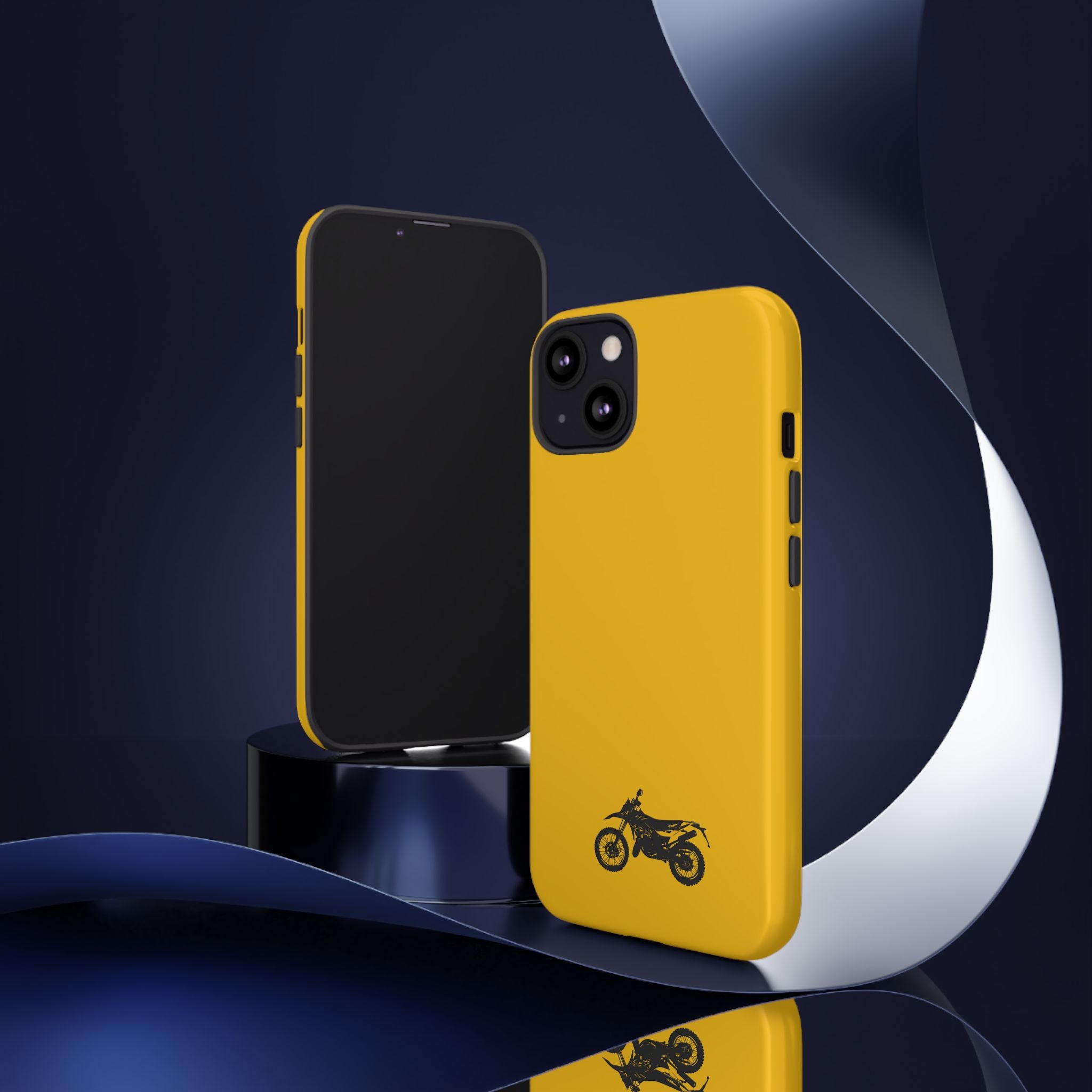 Motorcycle Phone Case, Tough Phone Cover, Gift for Bikers, Durable Tech Accessory, Yellow Motorcycle Design