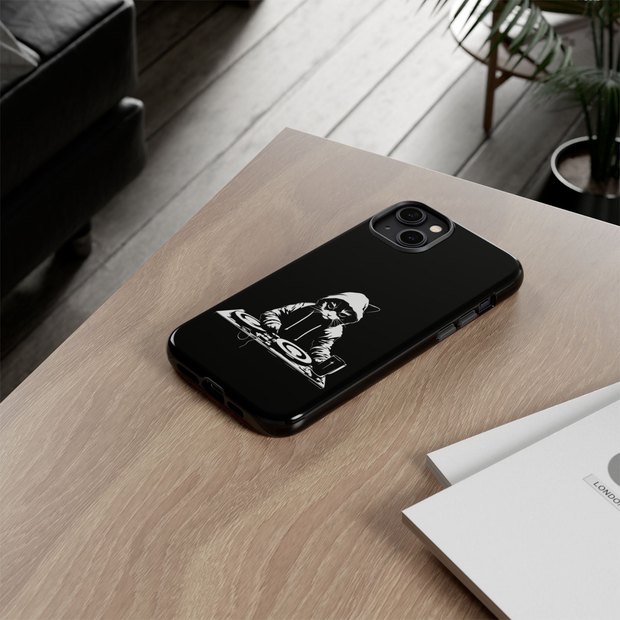 DJ Cat Phone Case, Tough Phone Cover, Pet Lover Gift, Music Enthusiast Accessory, Cute Cat Decor, Unique Case Design