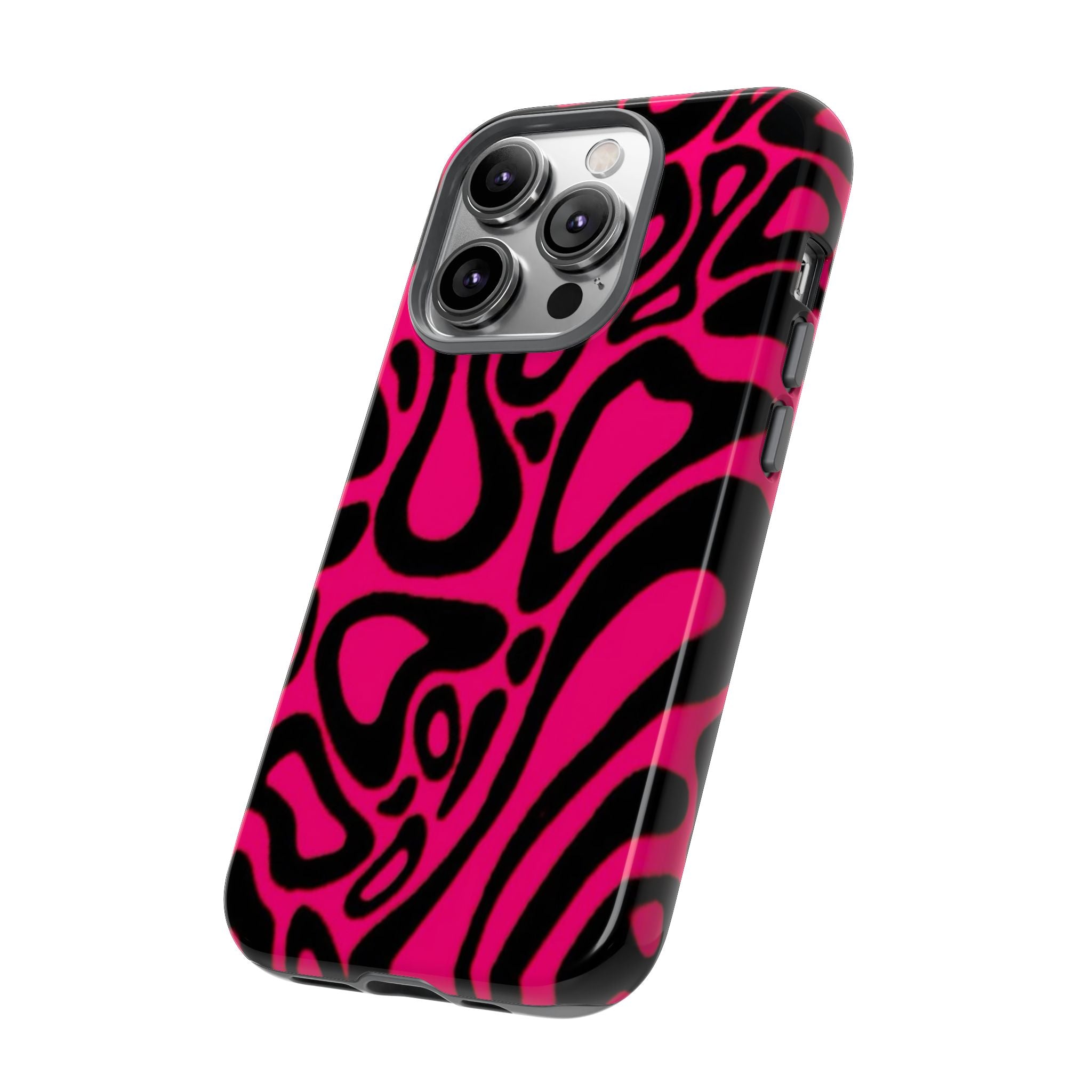 Bold Pink Patterned Phone Case, Stylish Tough Case, Trendy Accessory, Gift for Her, Tech Protection