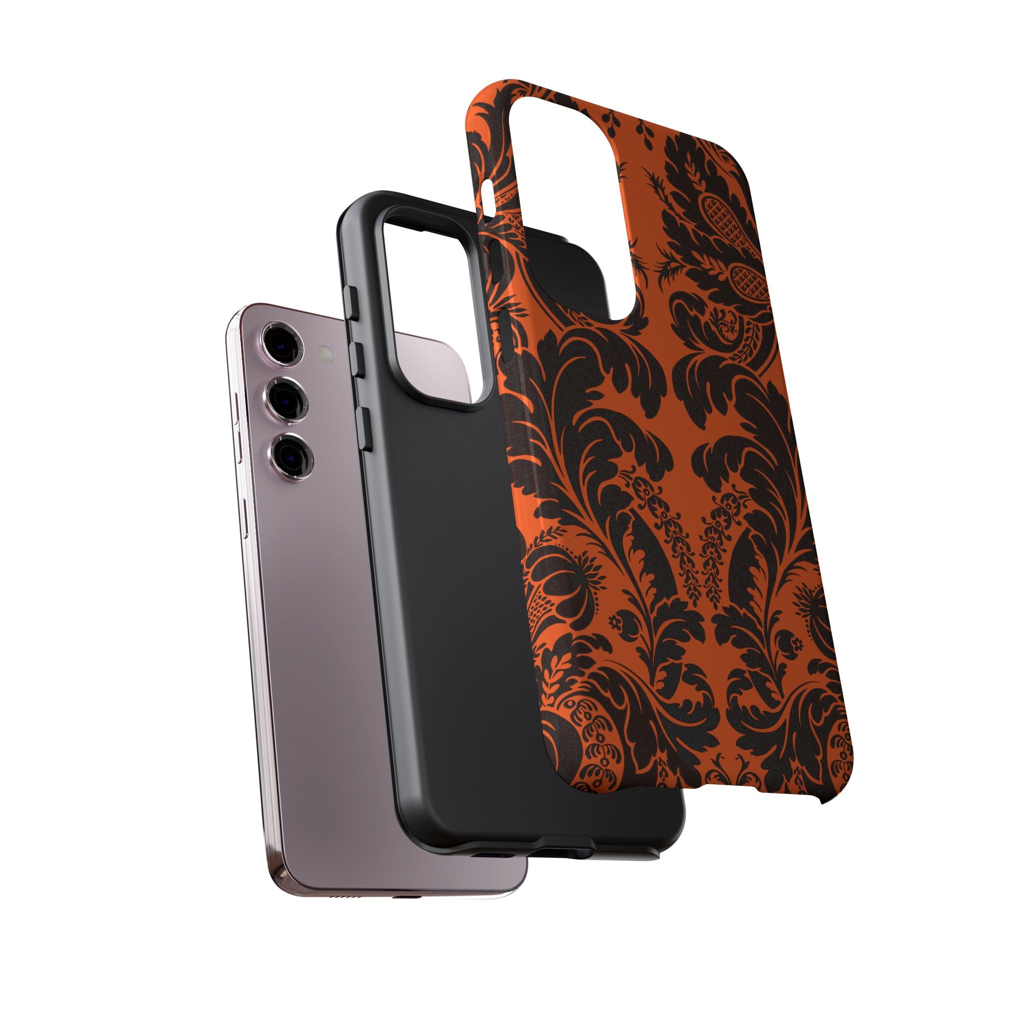 Elegant Phone Case with Orange Floral Design | Tough Cases, Smartphone Cover, Gift for Her, Floral Patterns, Stylish Accessories
