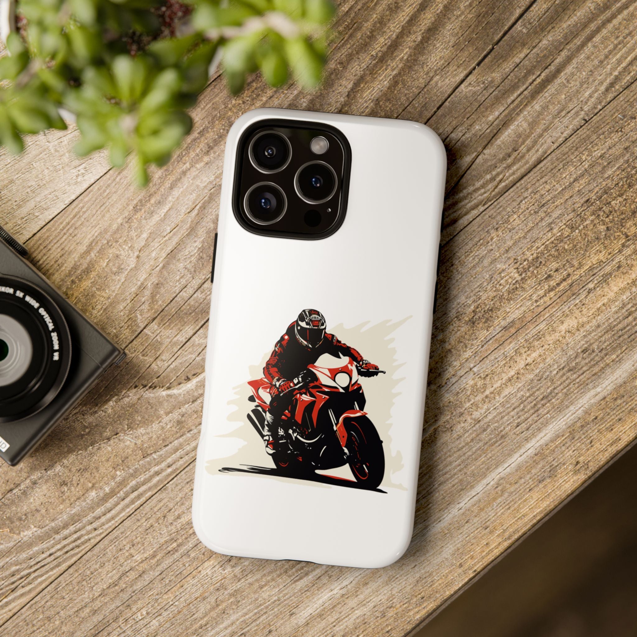 Motorcycle Phone Case, Tough Cases for Riders, Biker Accessory, Gifts for Motorcyclists, Red Bike Design