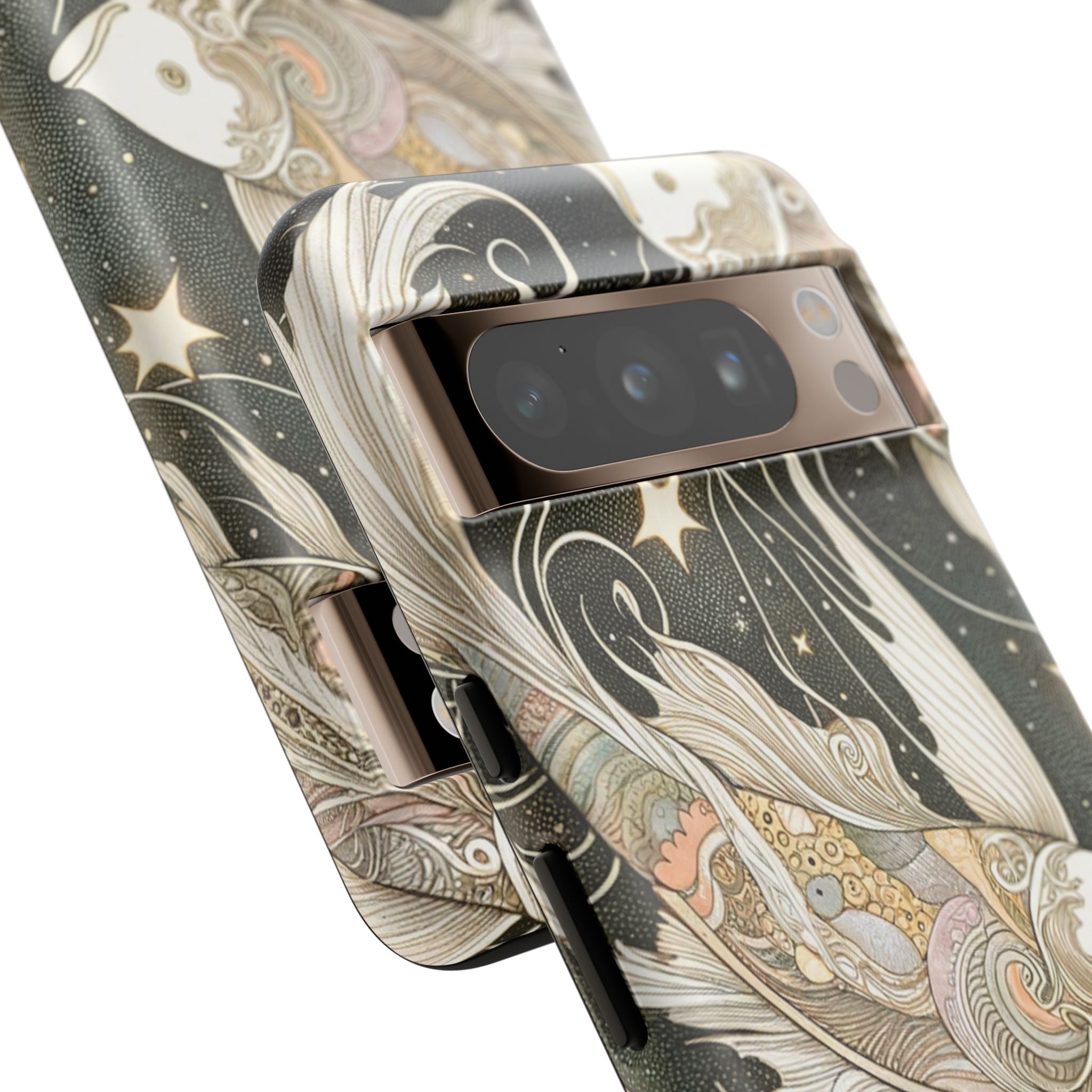 Artistic Phone Case, Cosmic Fish Design, Phone Accessory, Unique Gift, Zodiac Decor, Starry Night Vibes