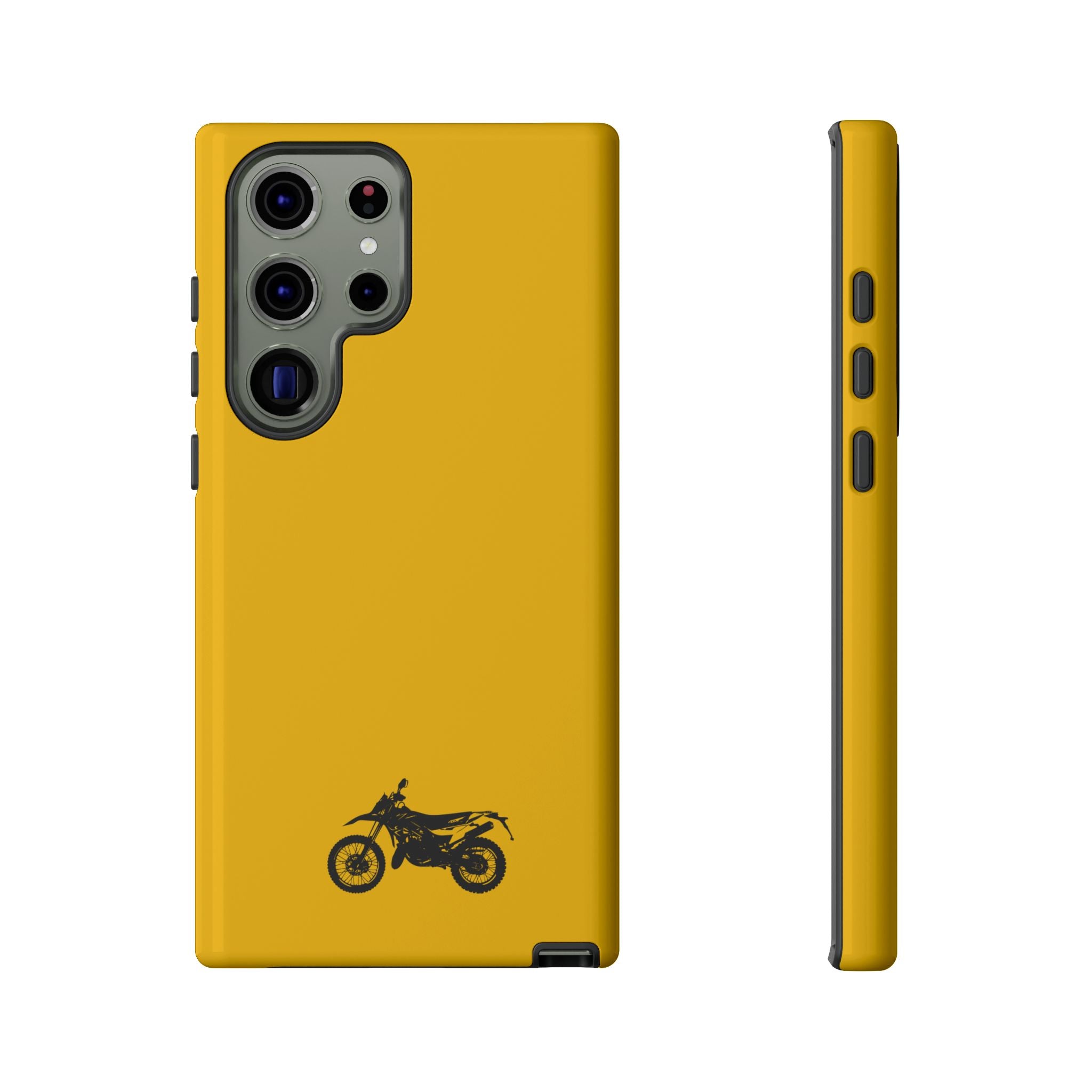 Motorcycle Phone Case, Tough Phone Cover, Gift for Bikers, Durable Tech Accessory, Yellow Motorcycle Design
