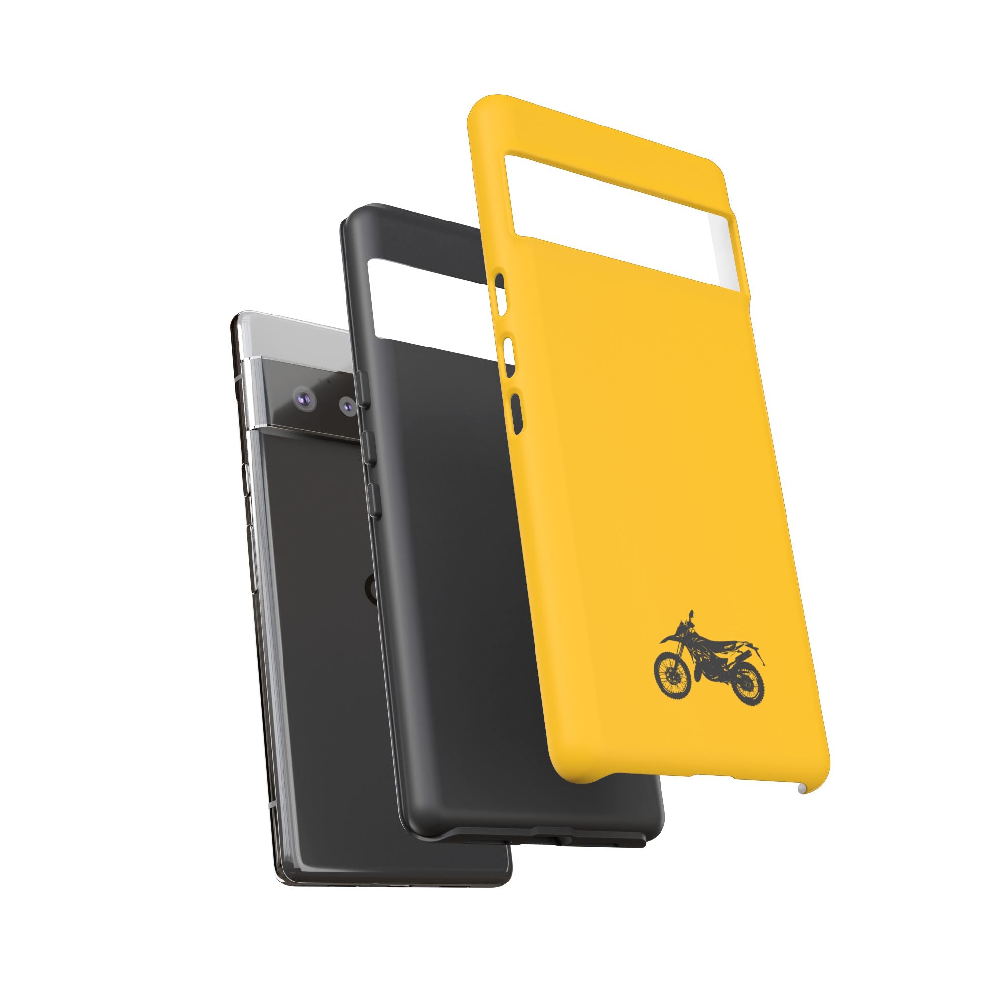 Motorcycle Phone Case, Tough Phone Cover, Gift for Bikers, Durable Tech Accessory, Yellow Motorcycle Design