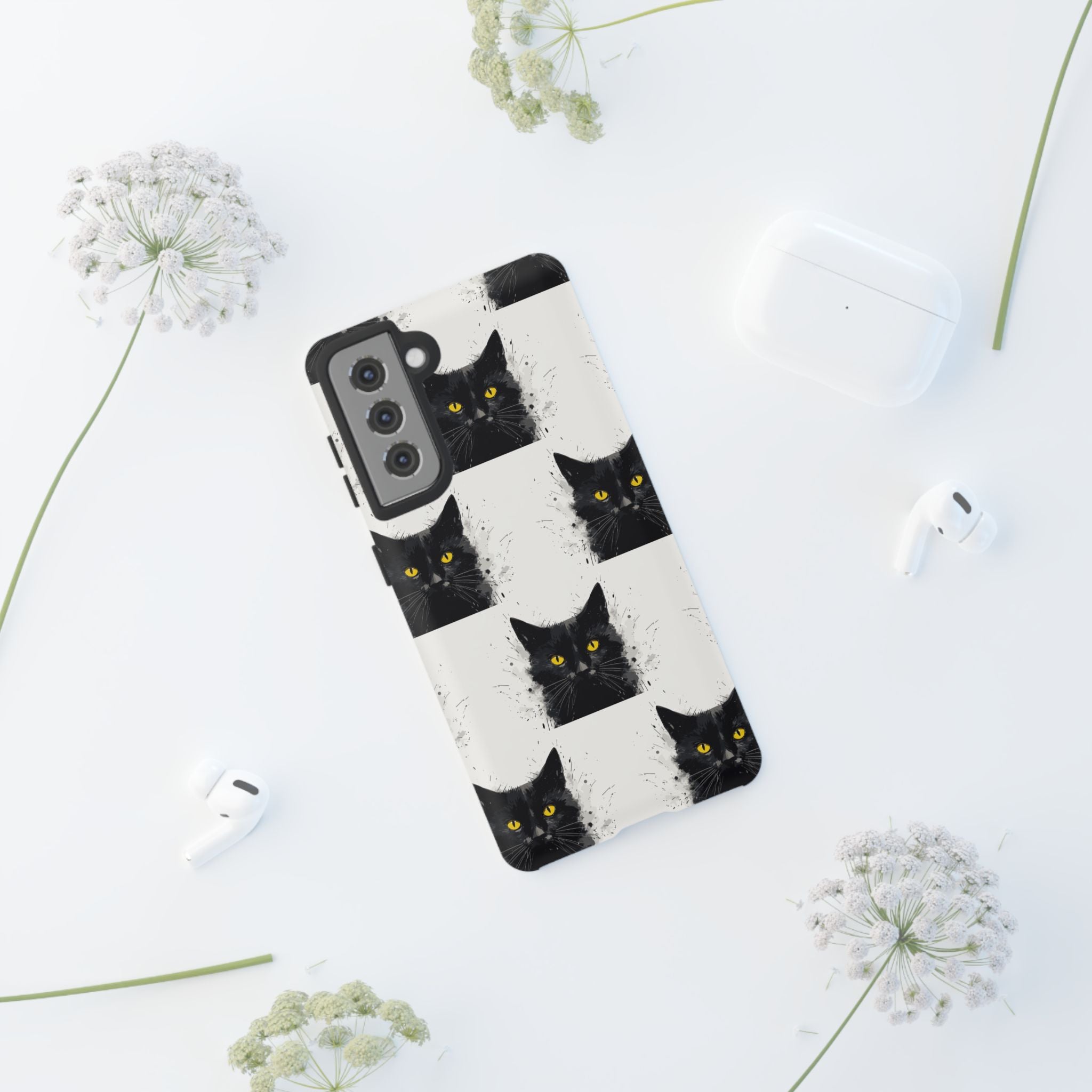 Black Cat Phone Case, Tough Cases, Cat Lover Gift, Unique Design, Halloween, Animal Accessories, Custom Phone Cover